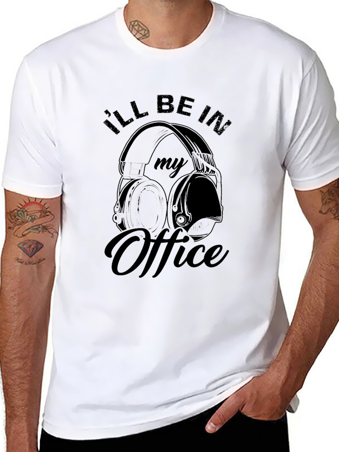 I'll Be In My Office Headphones Graphic T-Shirt - 8
