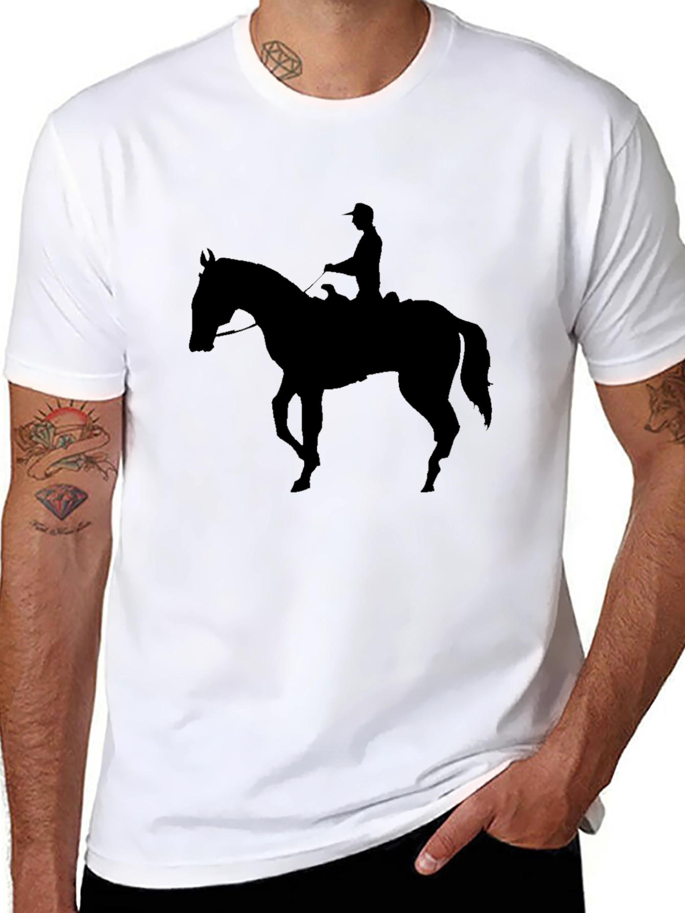 Black Black Horse Rider Silhouette T-Shirt view 8