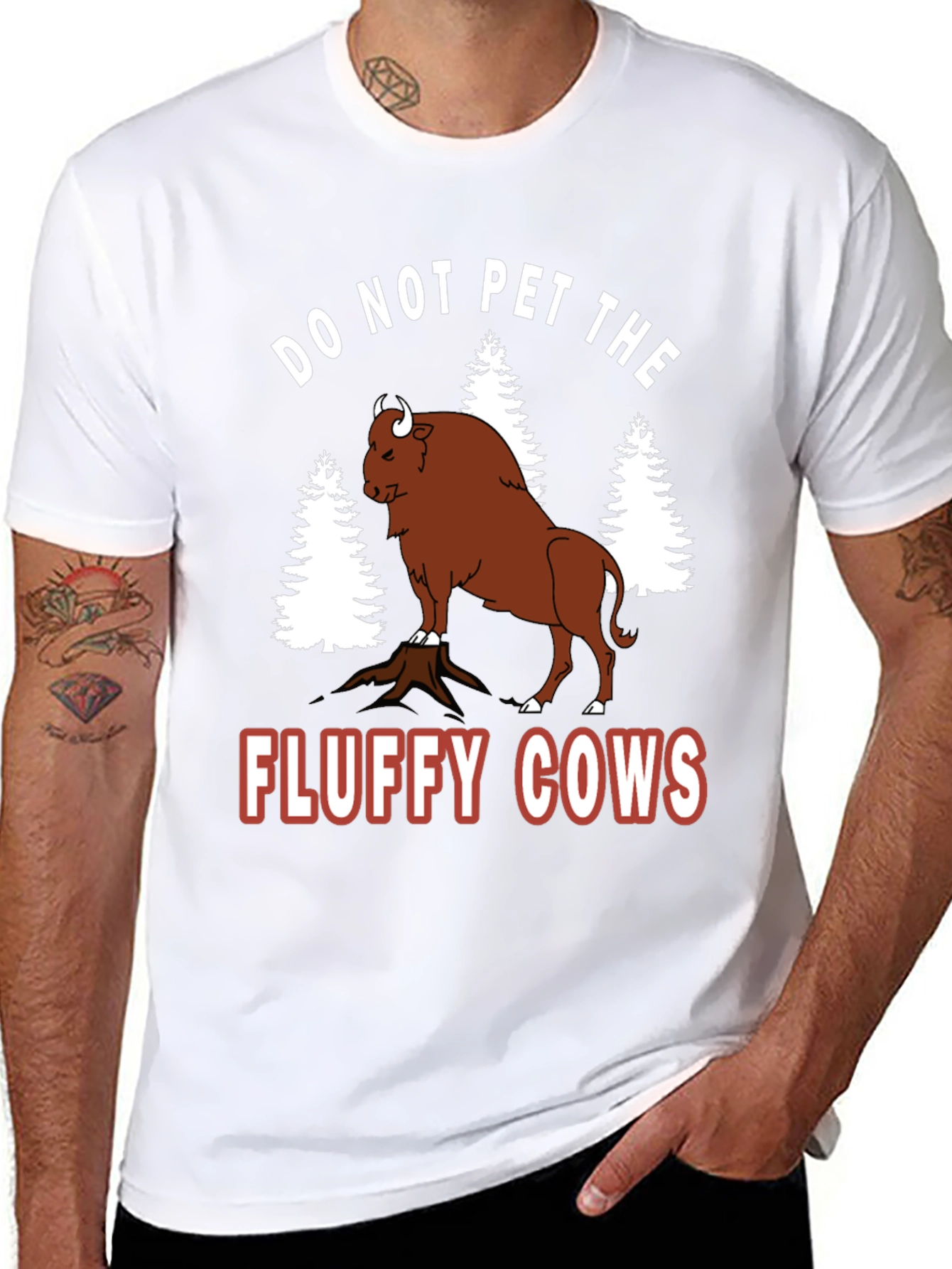 Black Do Not Pet the Fluffy Cows Bison Graphic Tee view 8