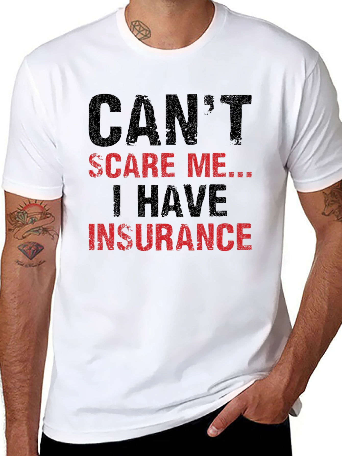 Black Can't Scare Me I Have Insurance Graphic T-Shirt view 8