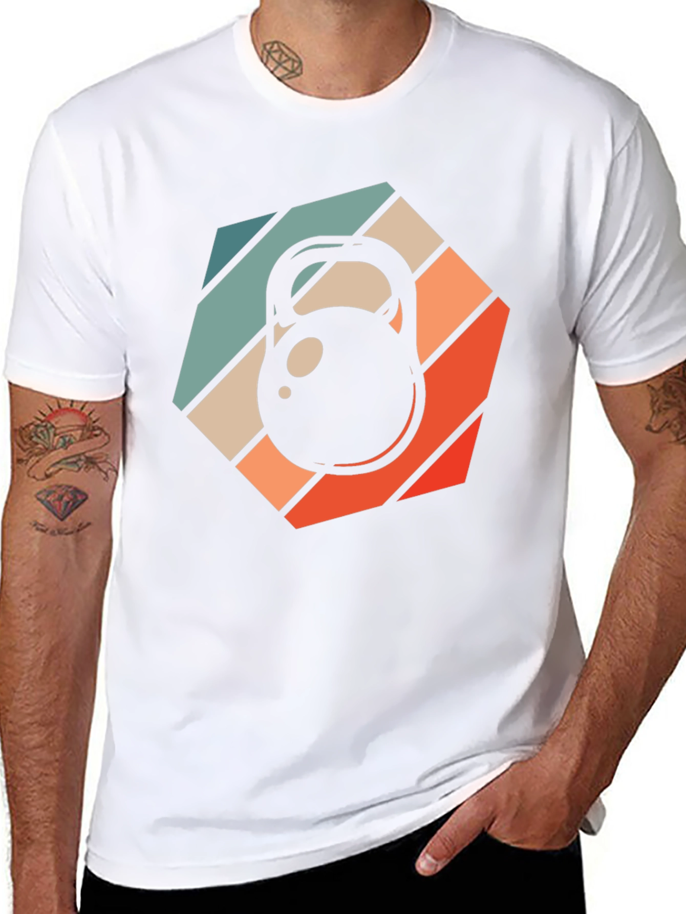 Black Retro Kettlebell Workout T-Shirt view 8