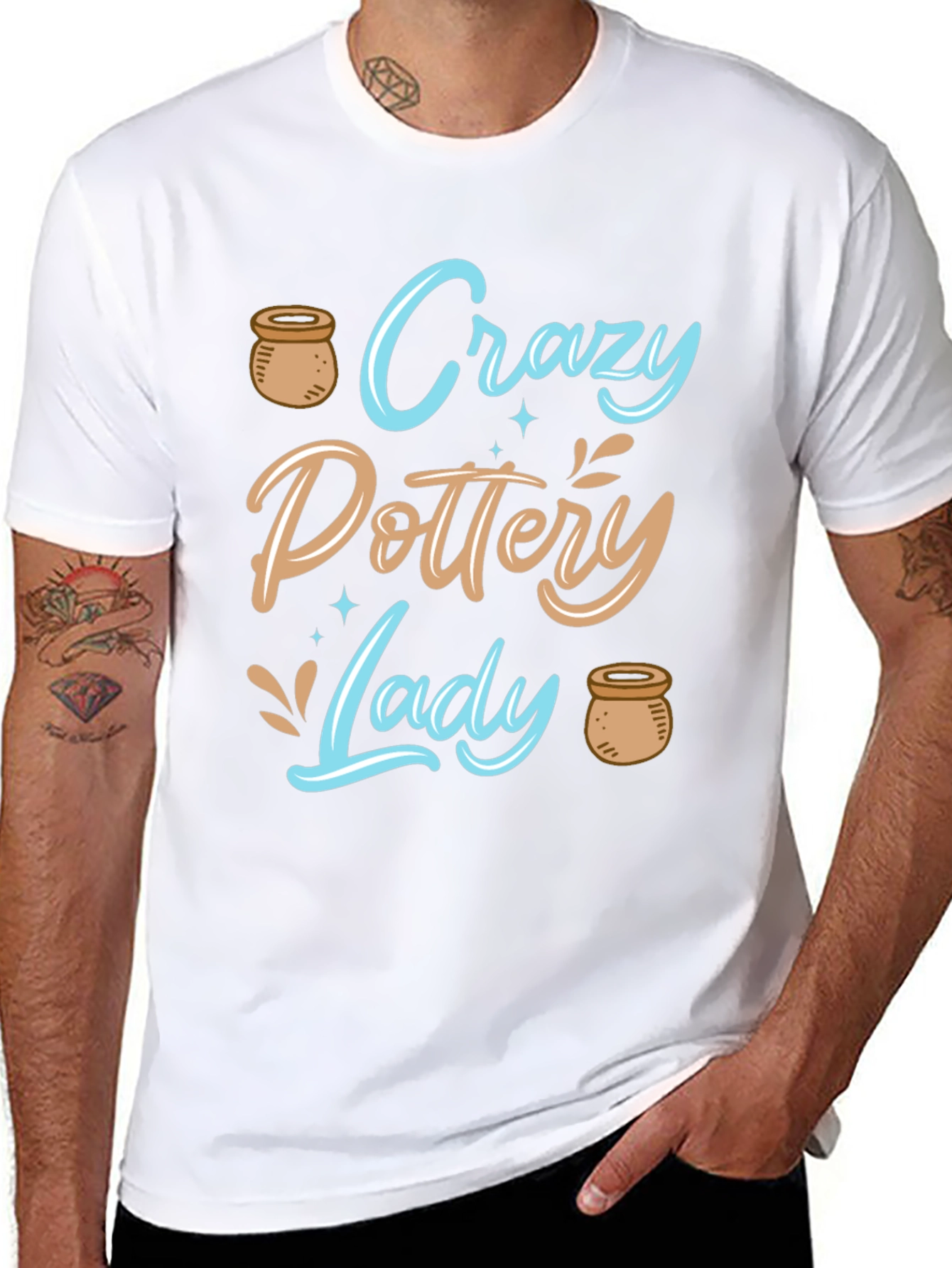 Black Crazy Pottery Lady T-Shirt view 8