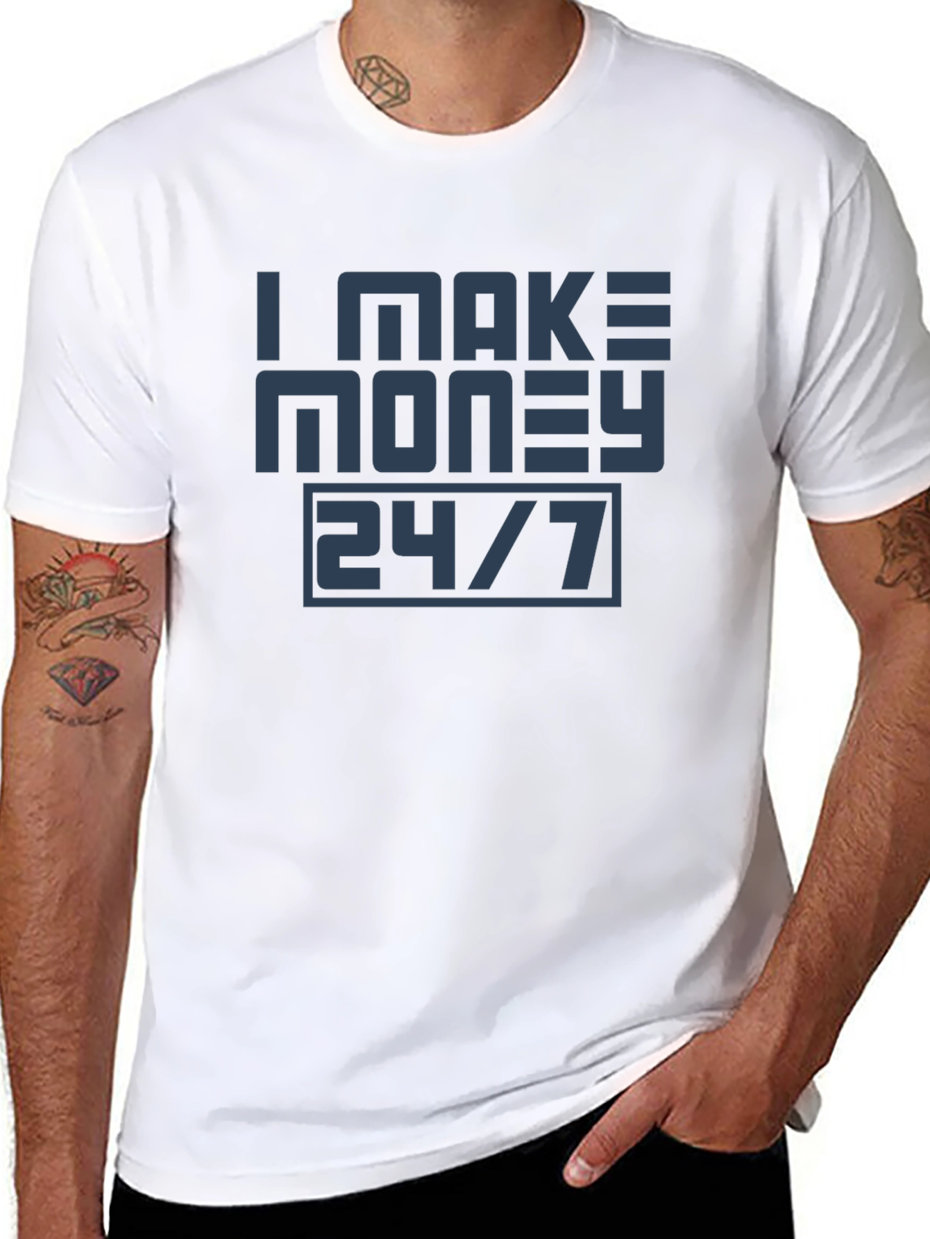 Black I Make Money 24/7 Graphic Tee view 8