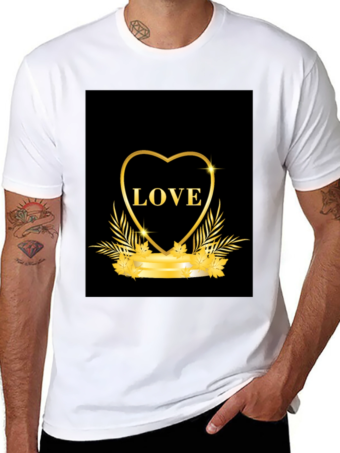 Black Love Heart Graphic Tee - Black Casual T-Shirt view 8