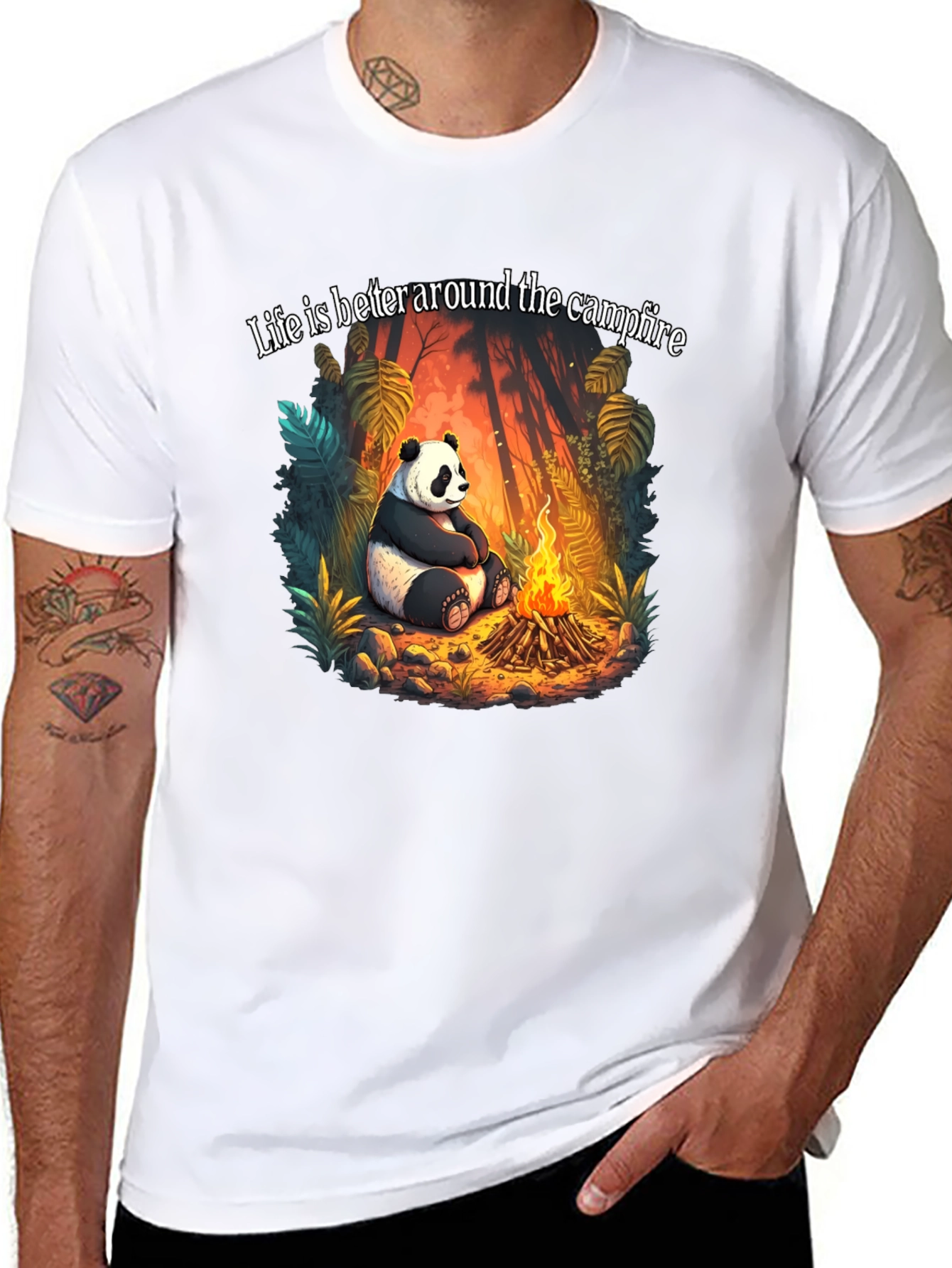 Black Panda Campfire Graphic Tee - Cozy Camping Style view 8