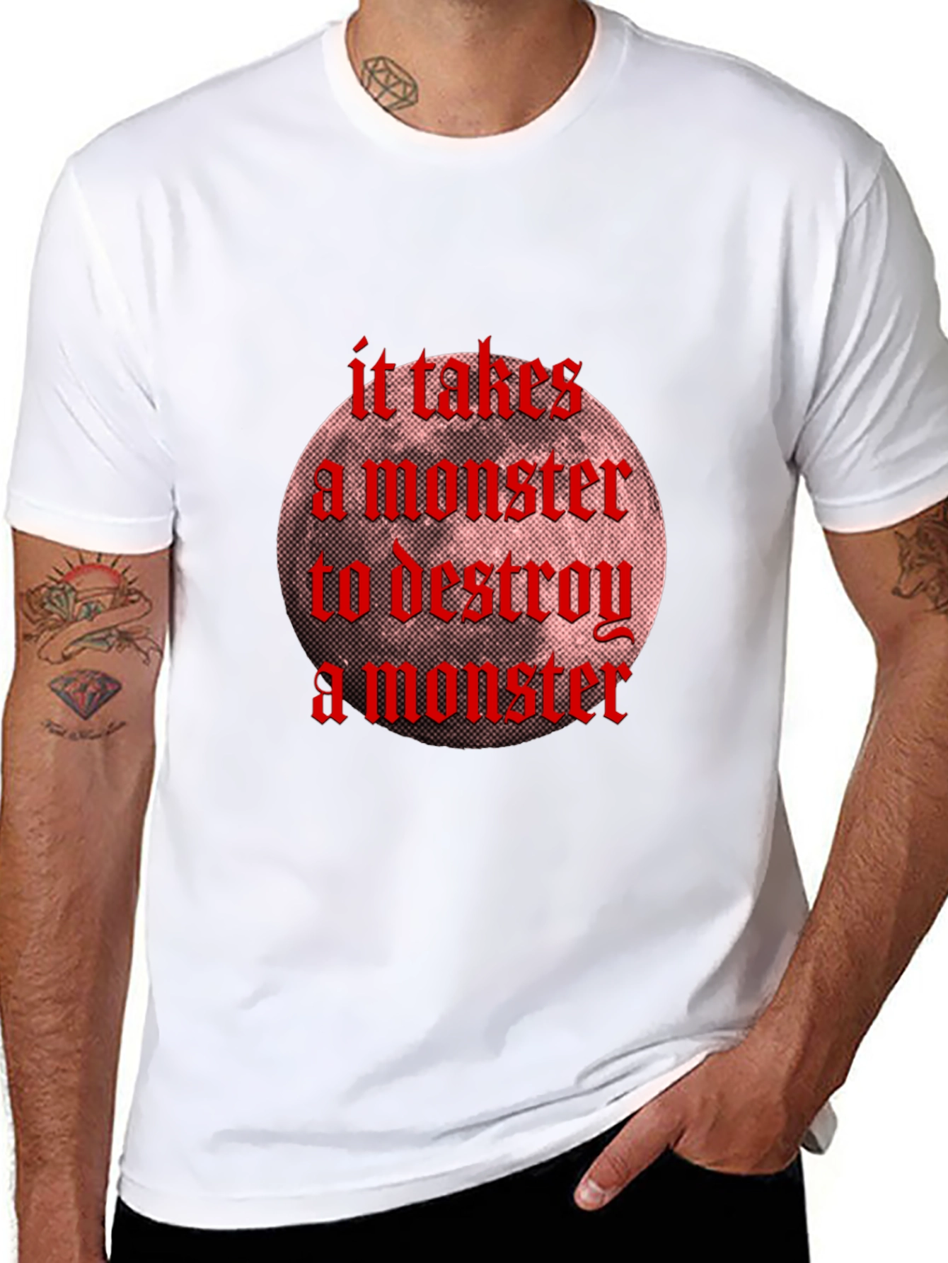 Black Monster Destroy Graphic Black T-Shirt view 8