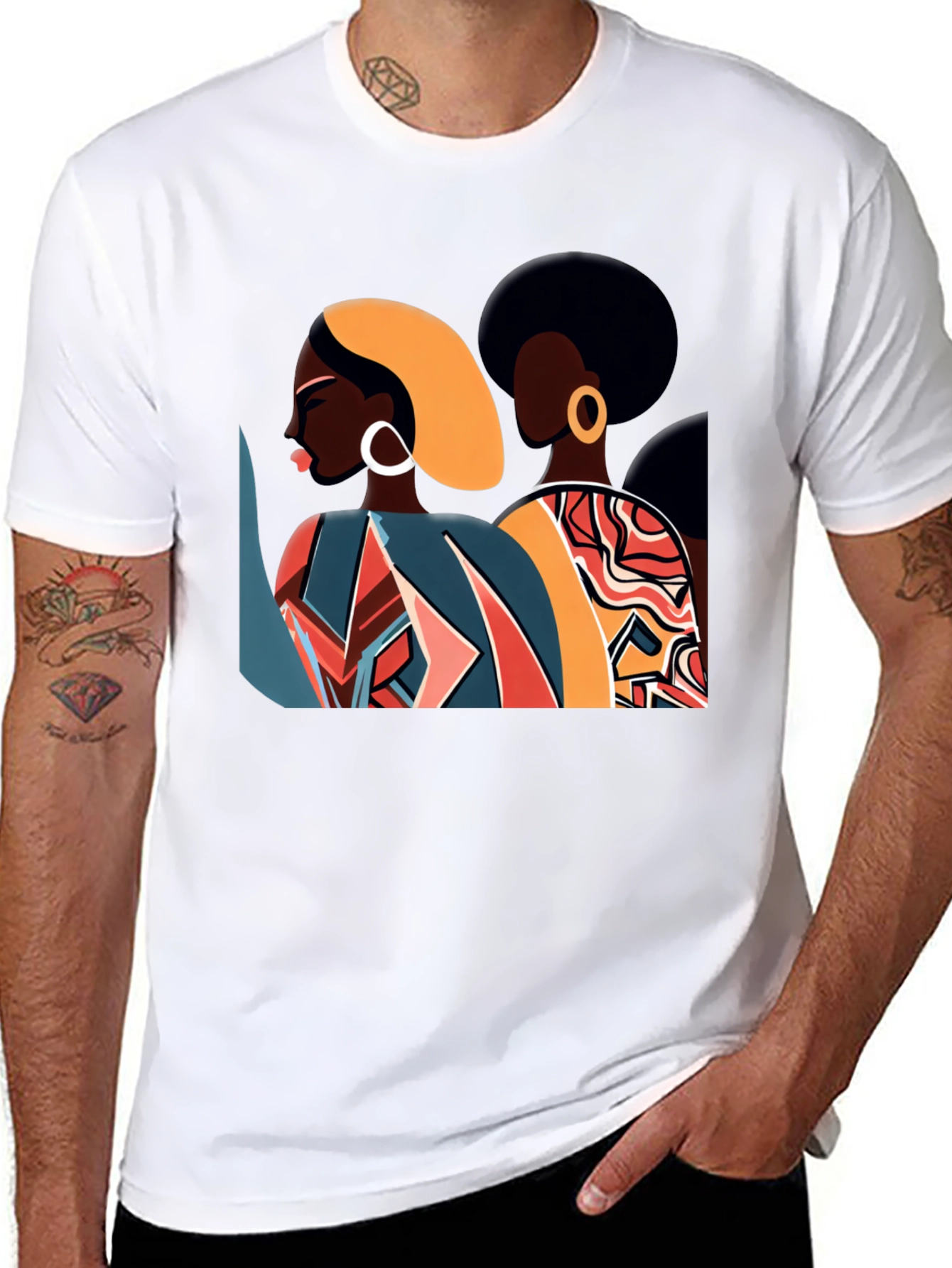 Black Retro Afro Women Graphic Tee - Stylish Black T-Shirt view 8
