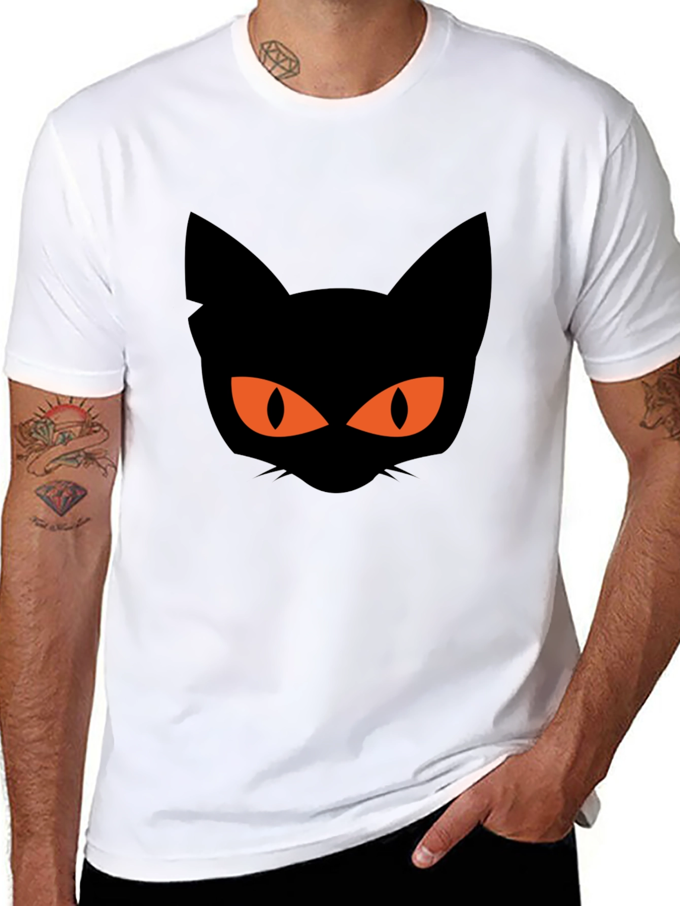 Black Black Cat Graphic Tee Halloween Shirt view 8
