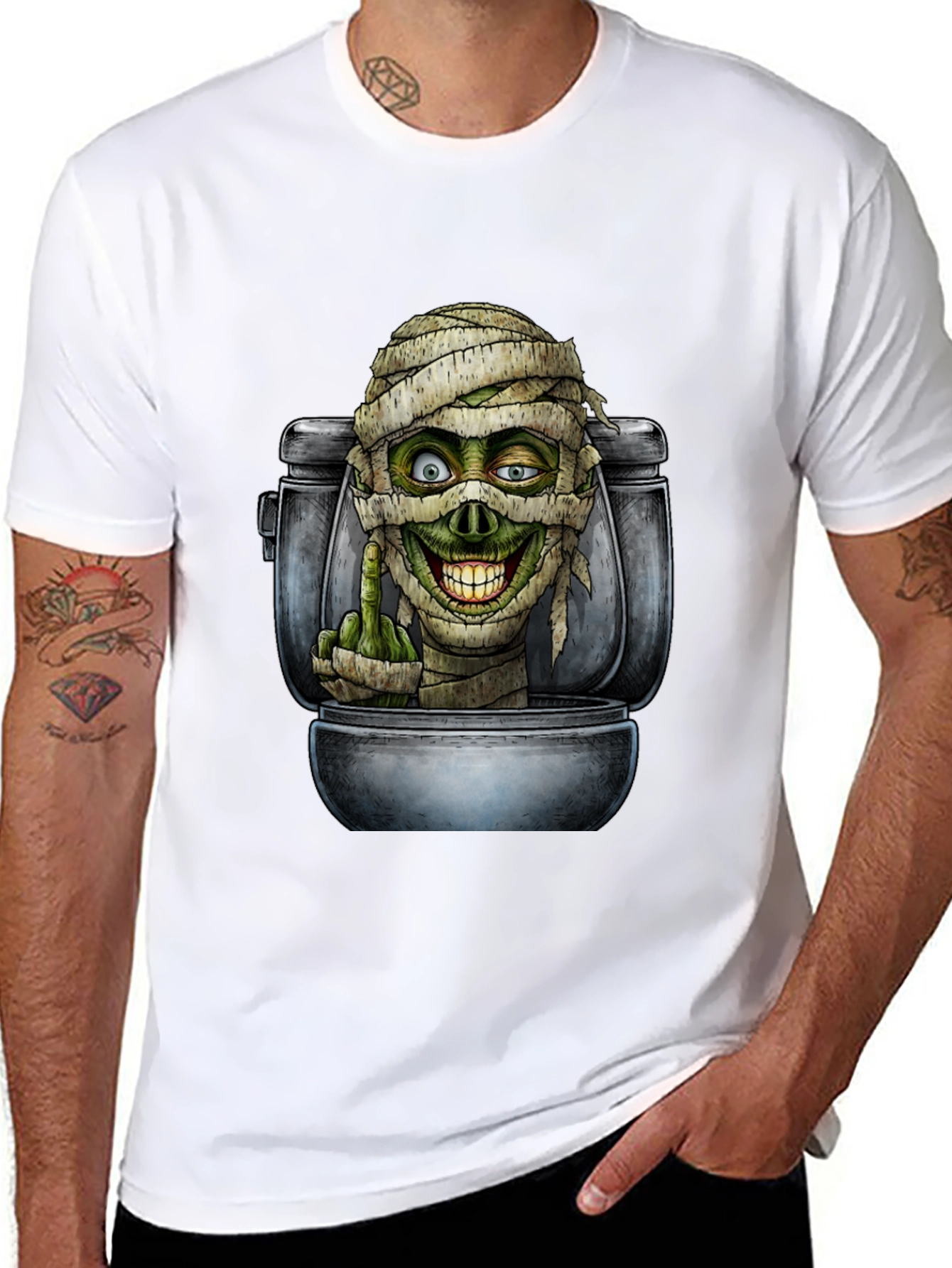 Black Toilet Mummy Graphic T-Shirt view 8