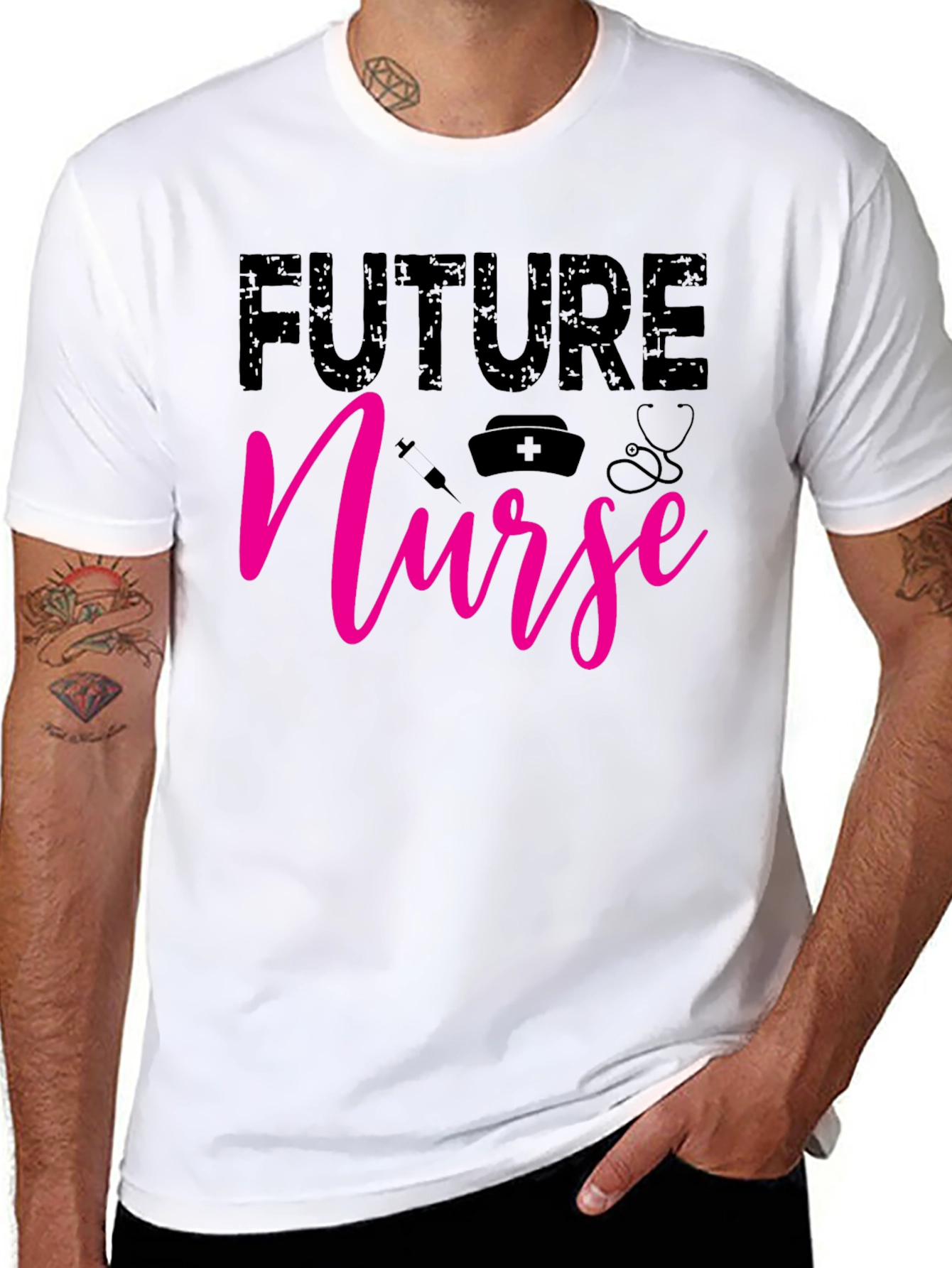 Black Future Nurse Graphic T-Shirt - Black view 8