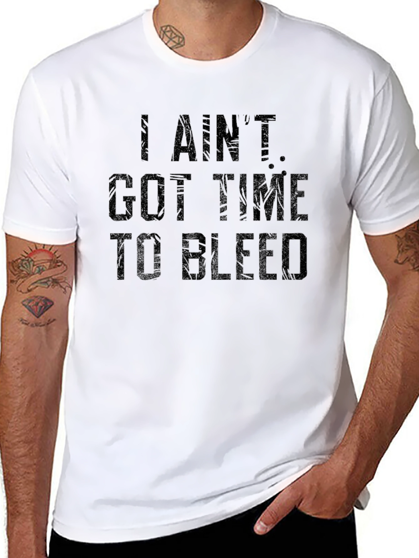 Black I Ain't Got Time To Bleed Black T-Shirt view 8