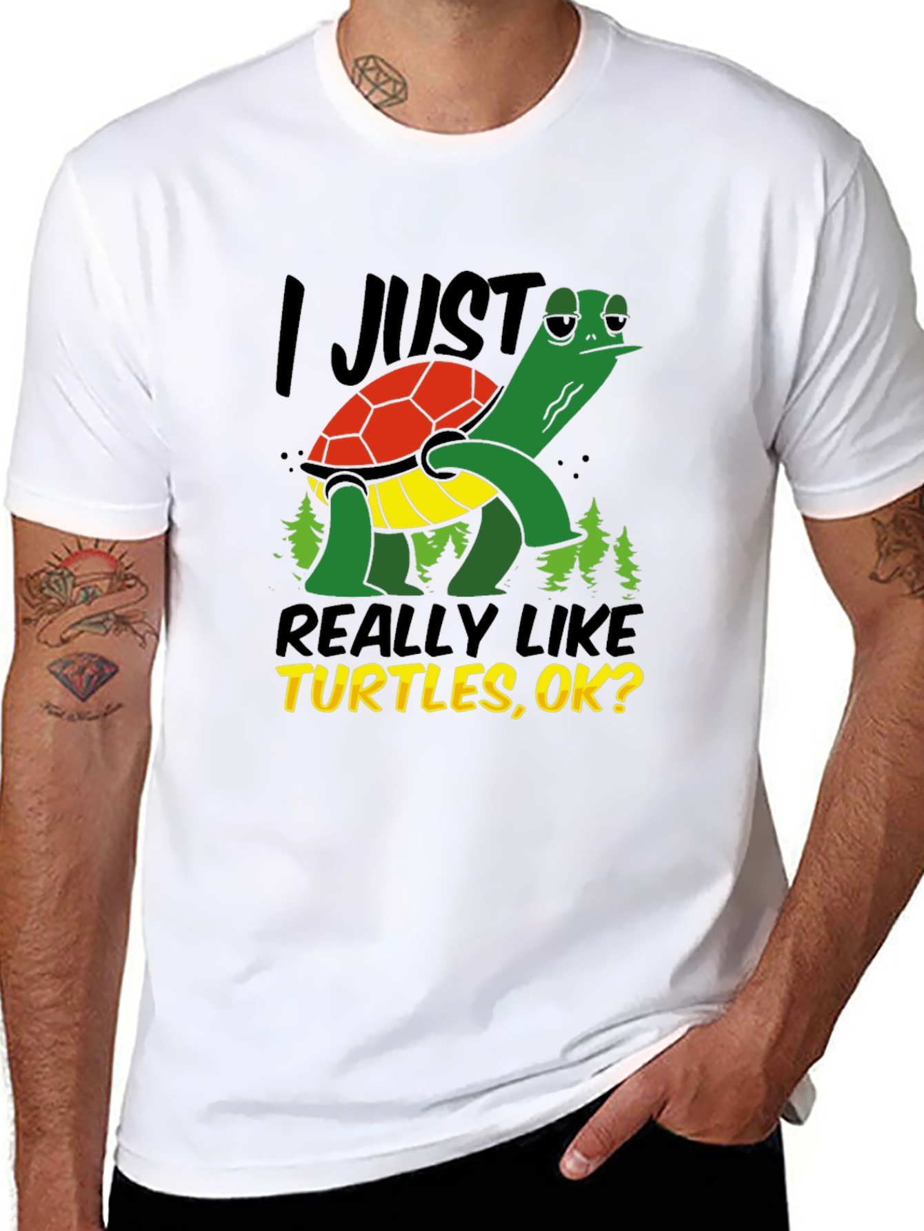Black I Just Really Like Turtles Graphic Tee view 8