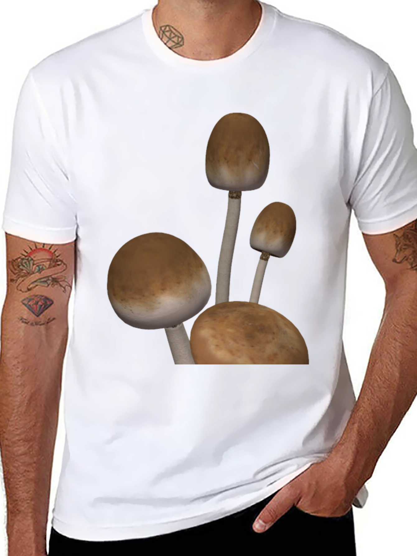 Black Mushroom Graphic Tee - Black Cotton Blend view 8