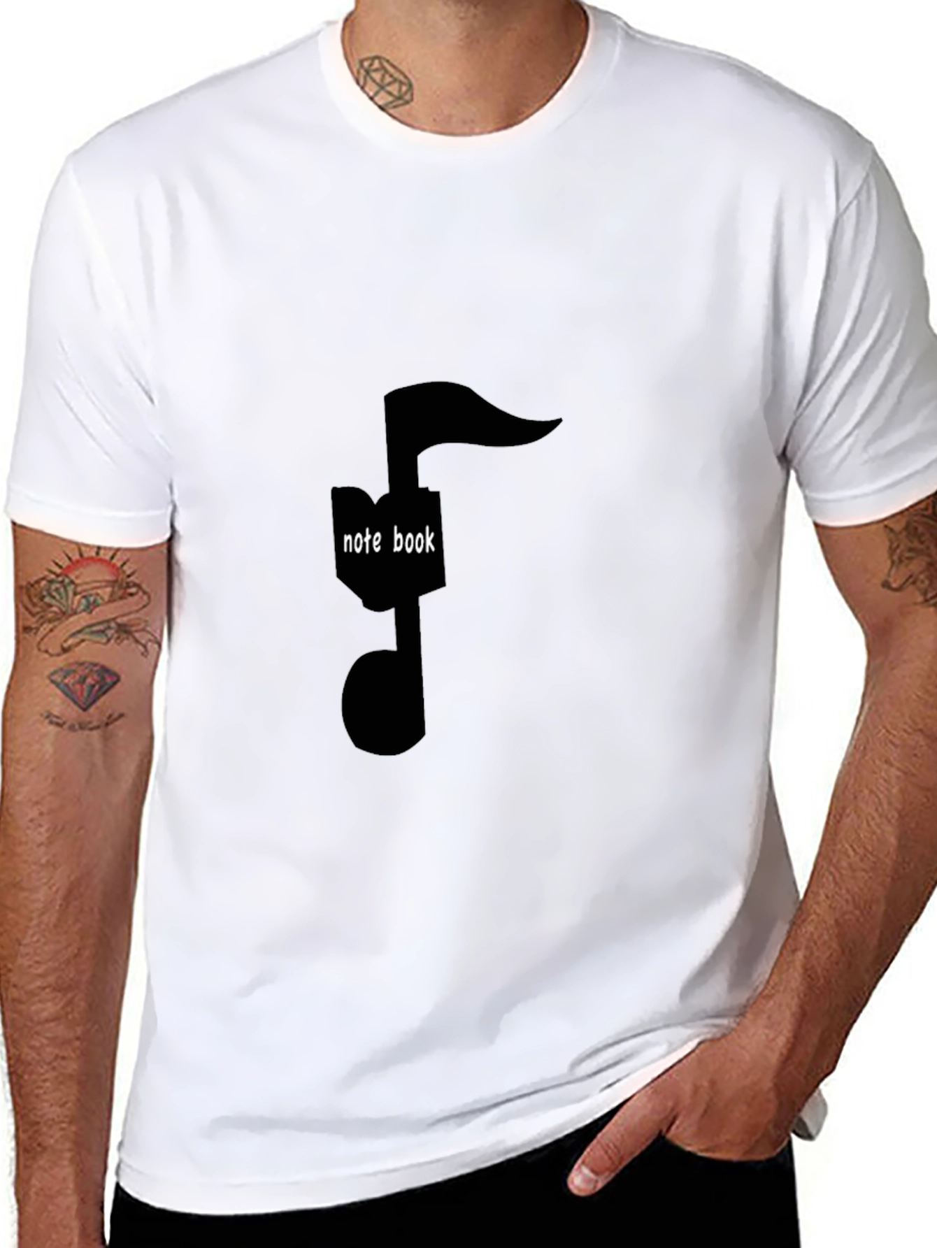 Black Musical Note 'Notebook' Graphic Tee - Stylish Black T-Shirt view 8