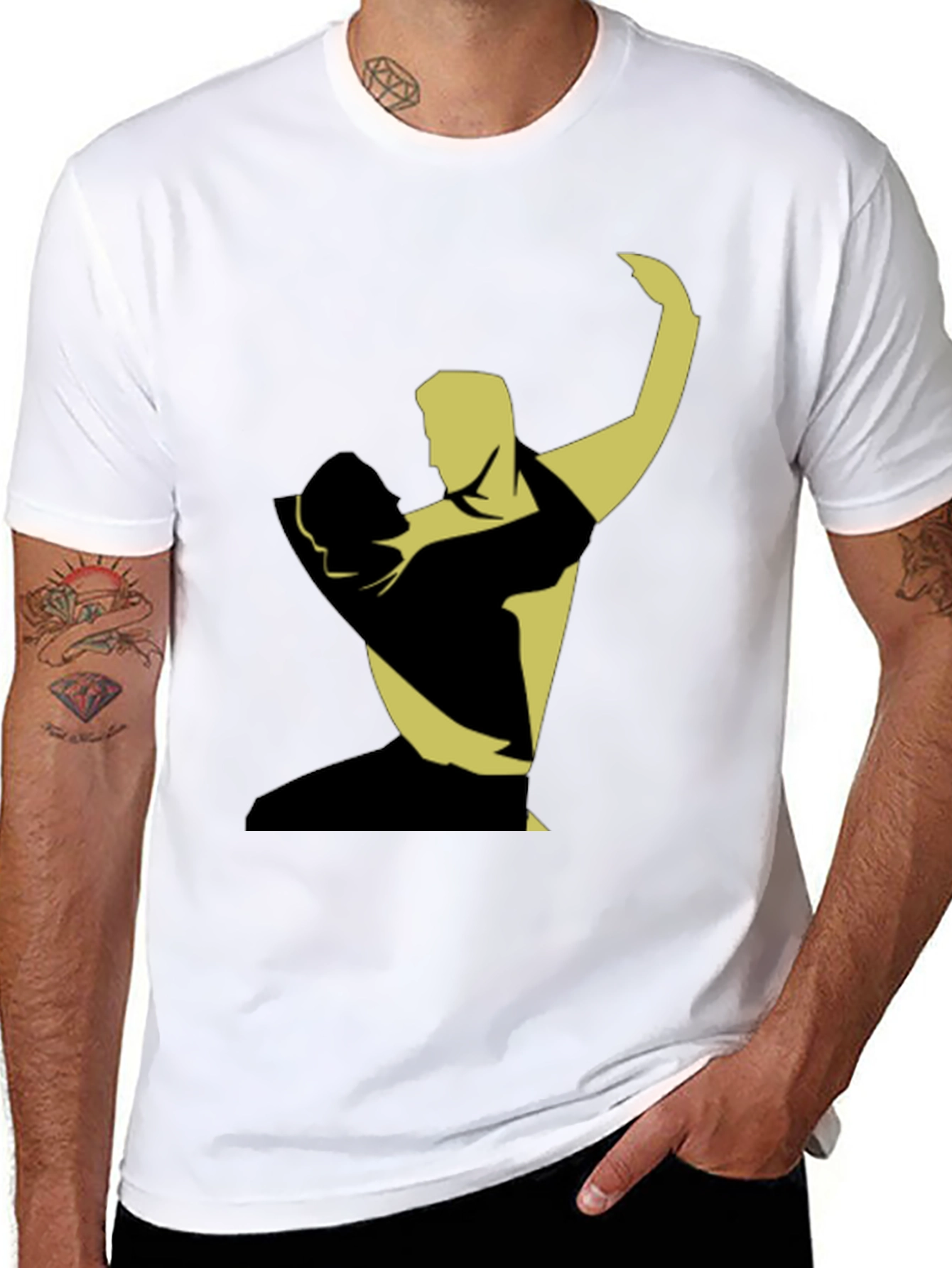 Black Tango Silhouette Graphic Tee - Black Cotton Blend view 8