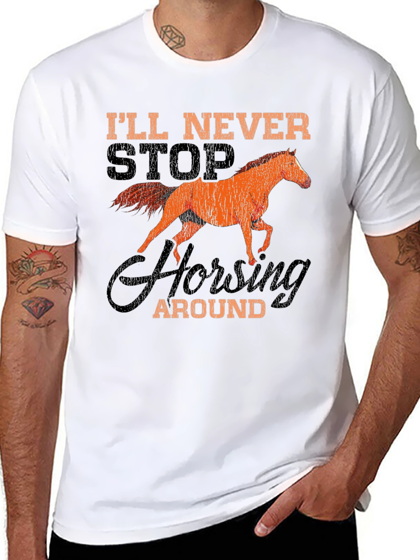 Black I'll Never Stop Horsing Around T-Shirt view 8