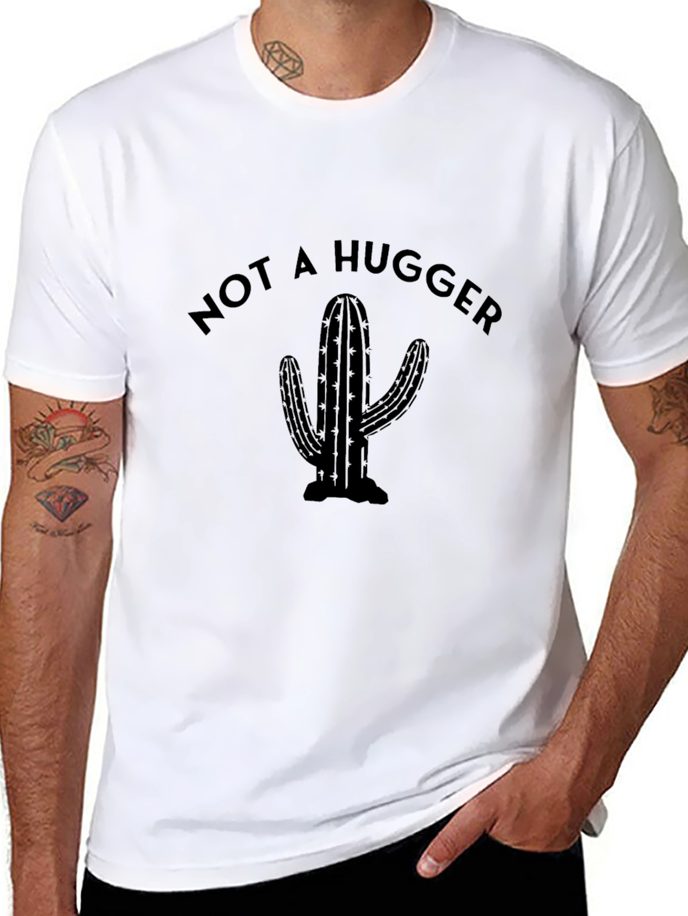 Black Not A Hugger Cactus Graphic Tee - Black view 8
