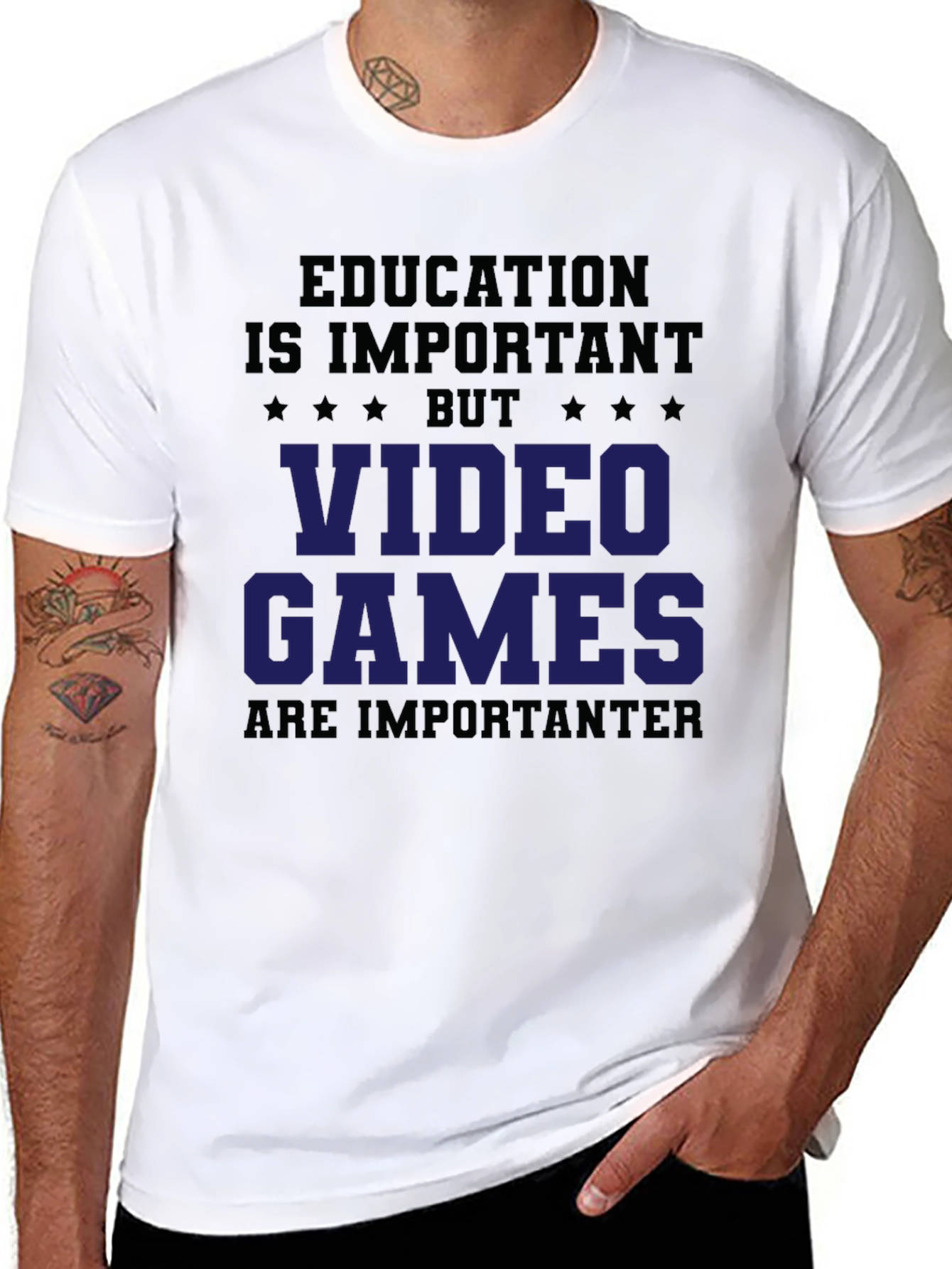 Black Education vs Video Games Graphic Tee view 8