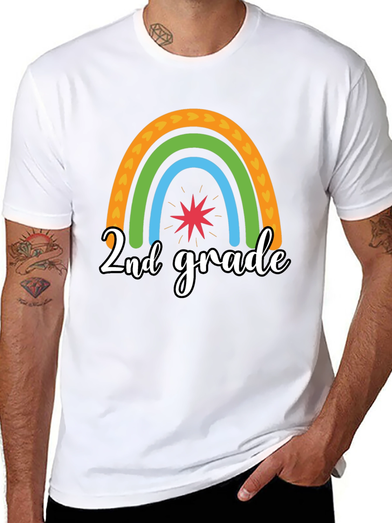 Black 2nd Grade Rainbow Graphic Tee view 8