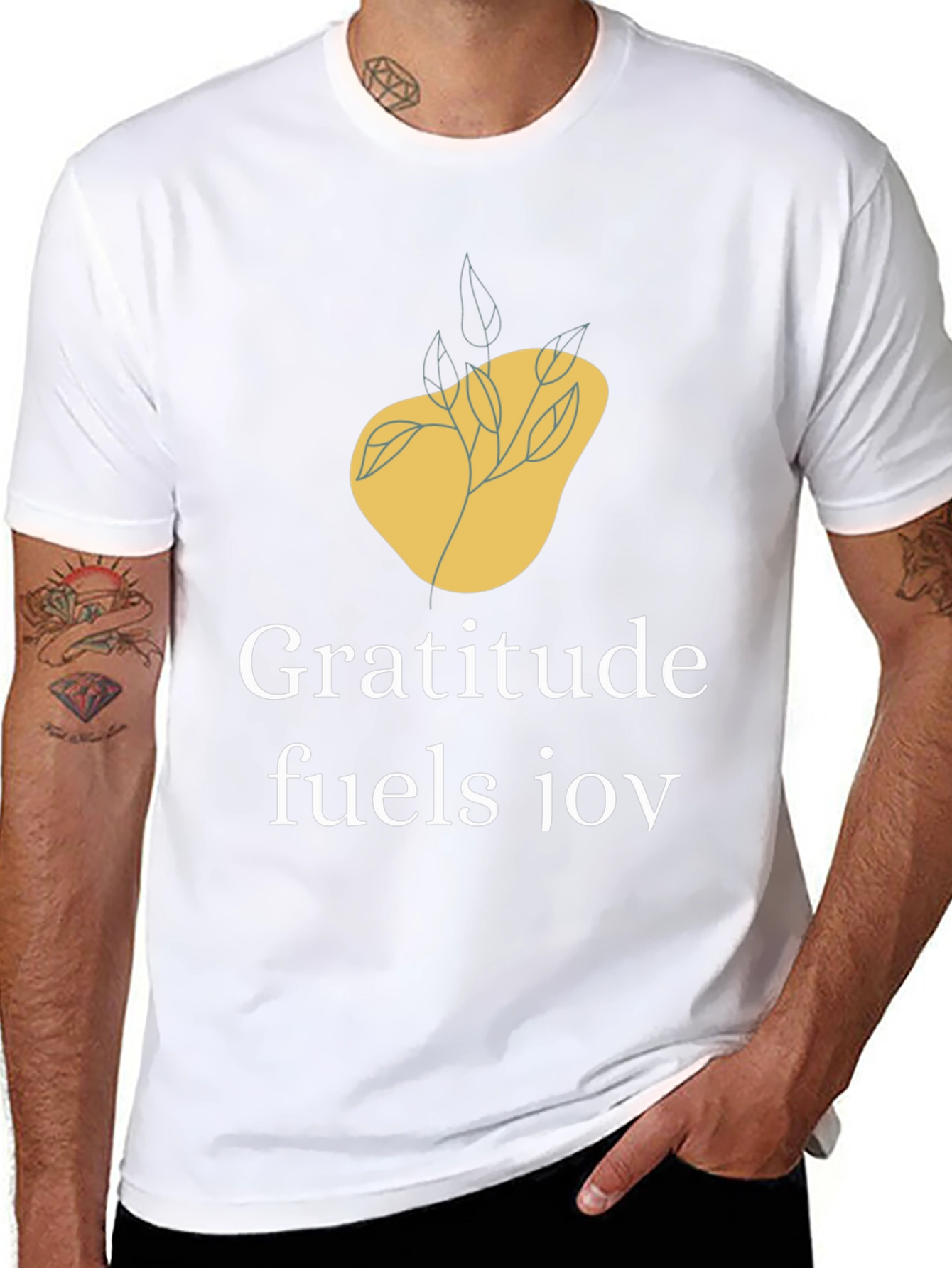 Black Gratitude Fuels Joy Graphic T-Shirt view 8