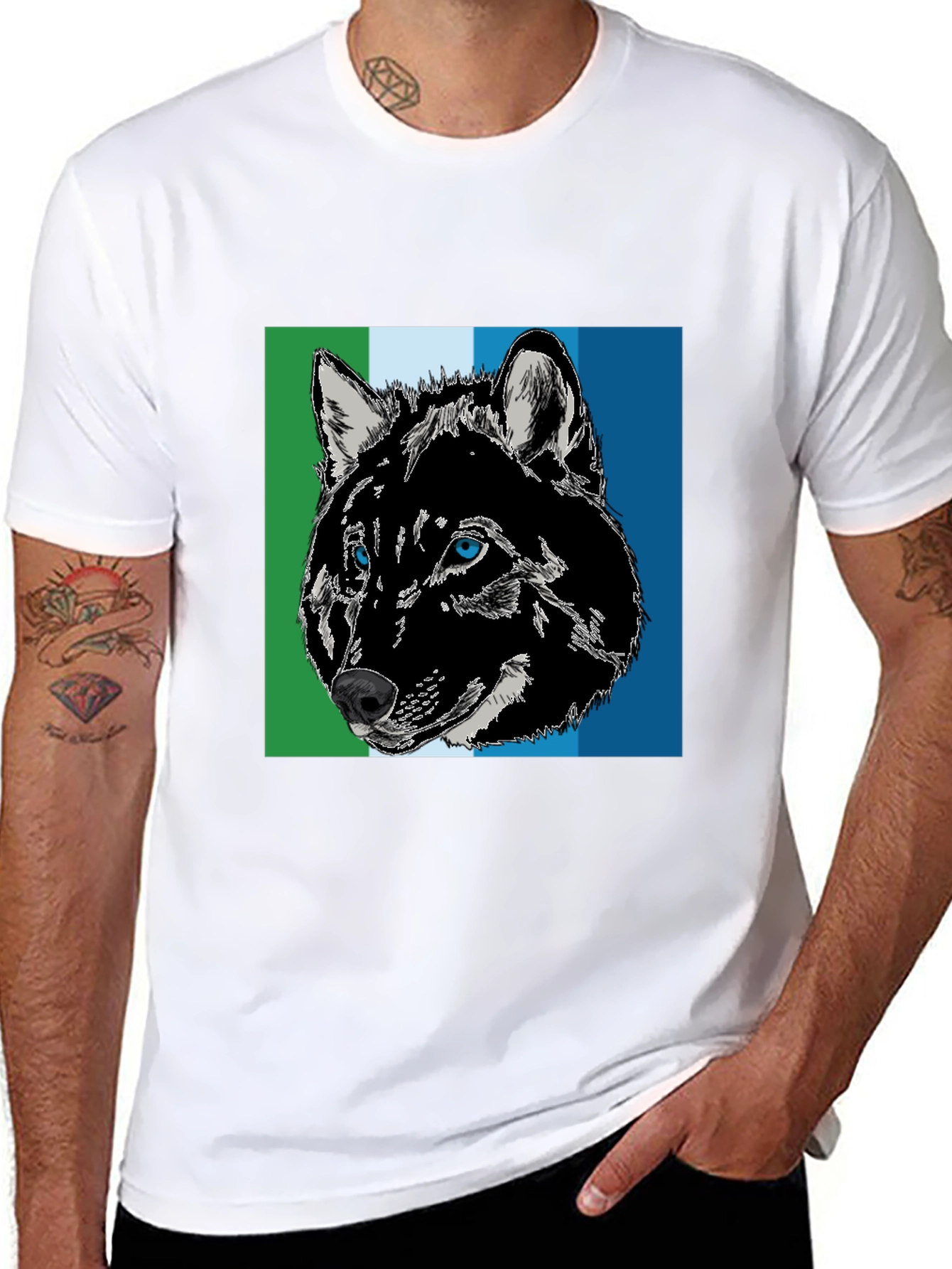 Black Wolf Graphic Print Black T-Shirt view 8