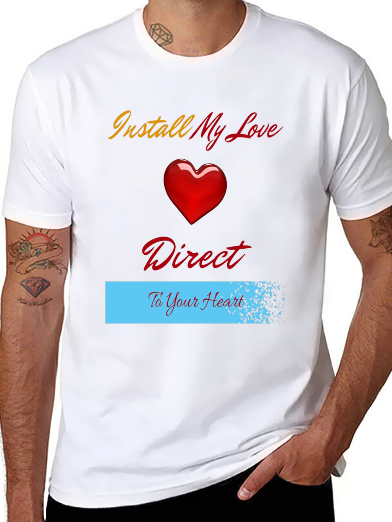 Black Install My Love Direct to Your Heart T-Shirt view 8