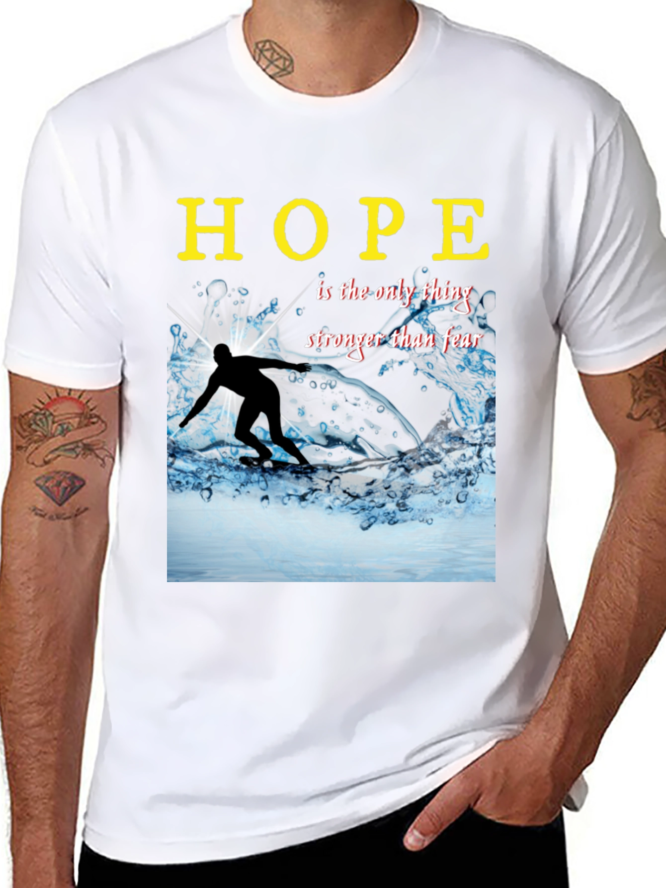 Black Hope Surfing Graphic Tee - Inspirational Unisex Shirt view 8