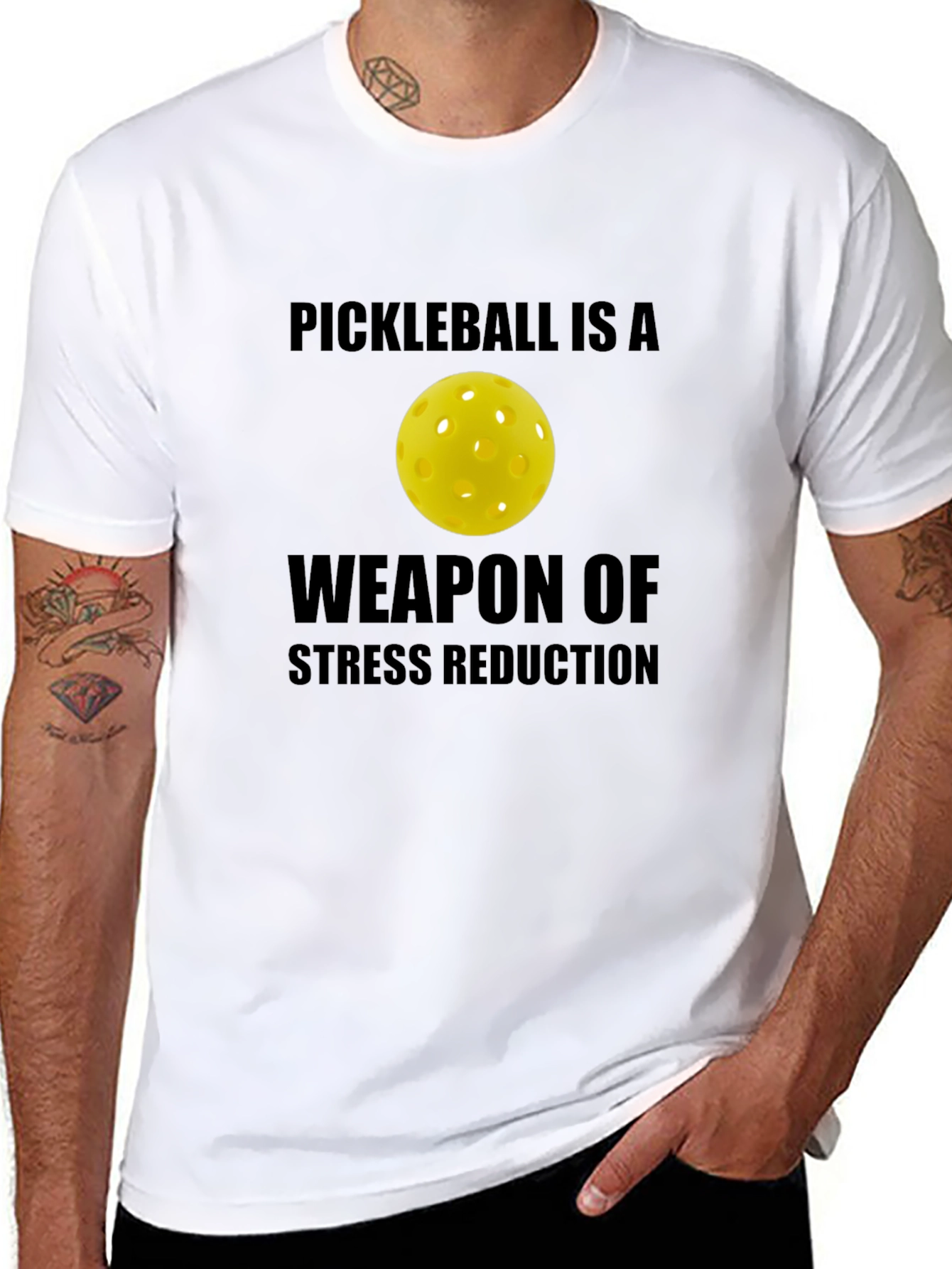 Black Pickleball Stress Reduction T-Shirt view 8