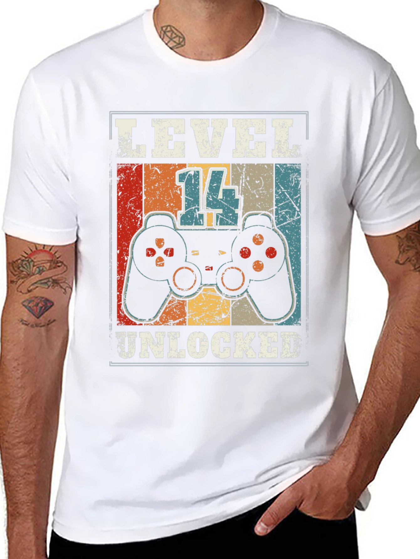 Black Level 14 Unlocked Gamer T-Shirt - 14th Birthday Gift view 8
