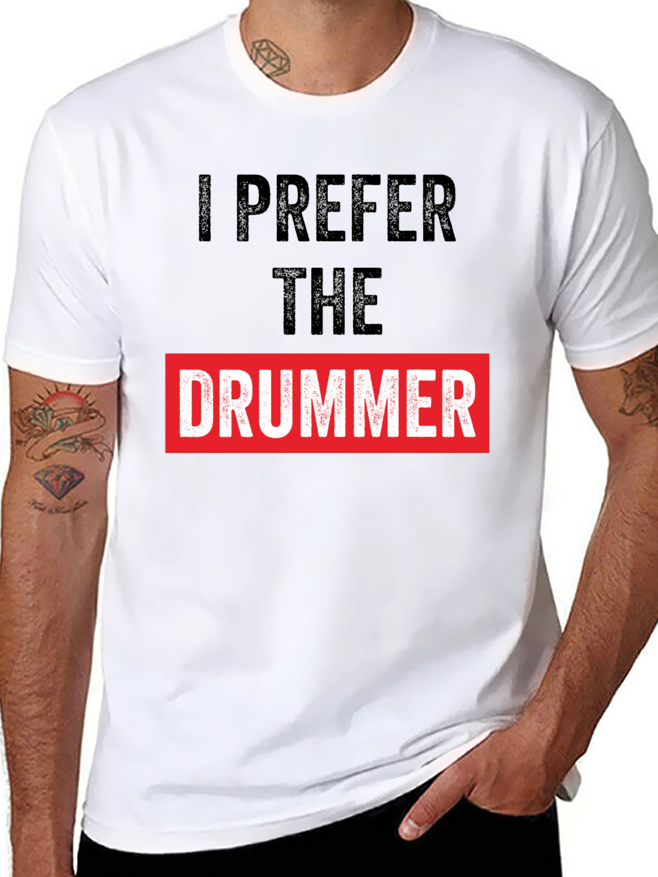 Black I Prefer the Drummer Graphic Tee view 8