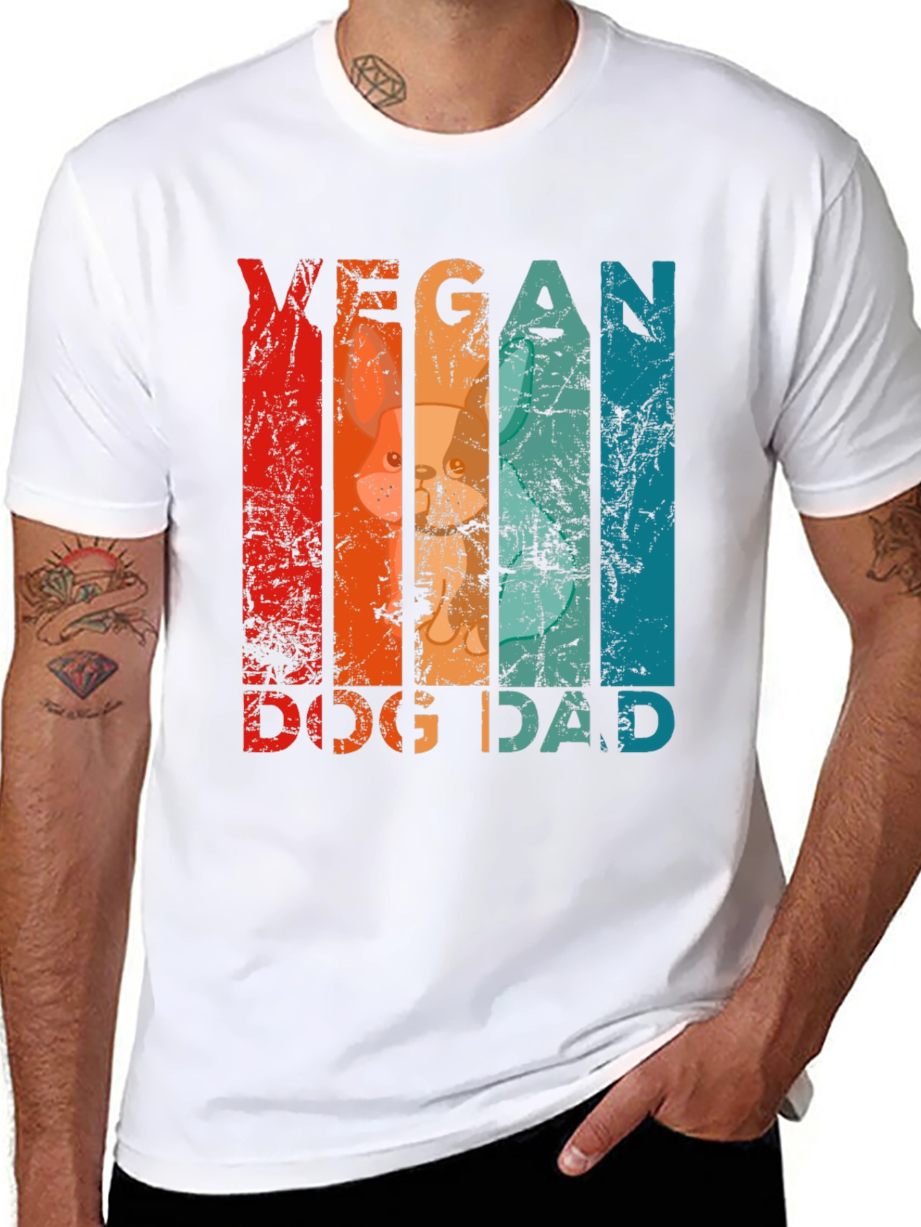 Black Vegan Dog Dad Graphic T-Shirt - Animal Lover Tee view 8