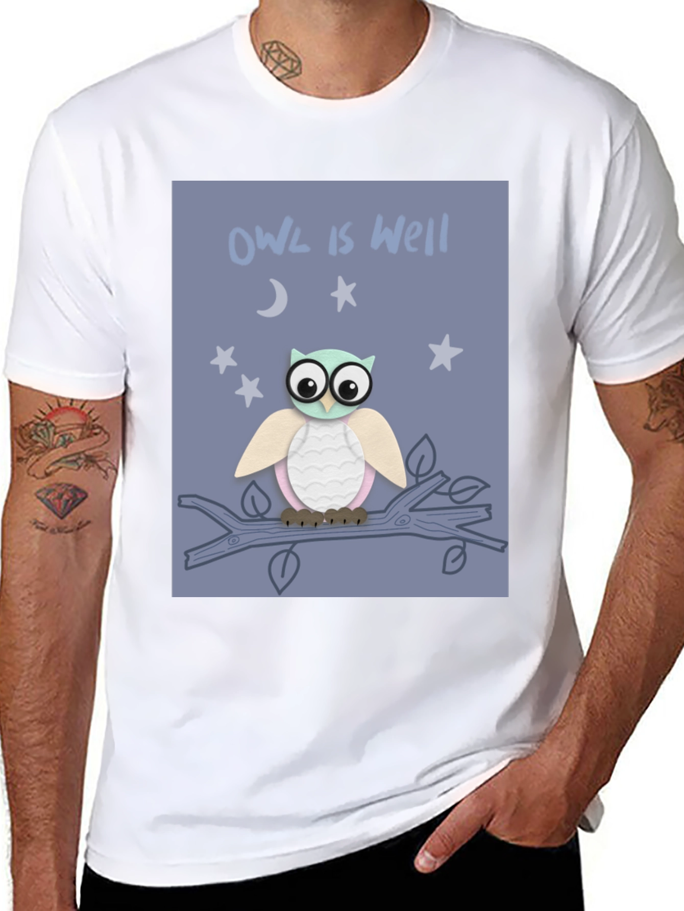 Black Owl is Well Graphic Tee - Soft Cotton T-Shirt view 8