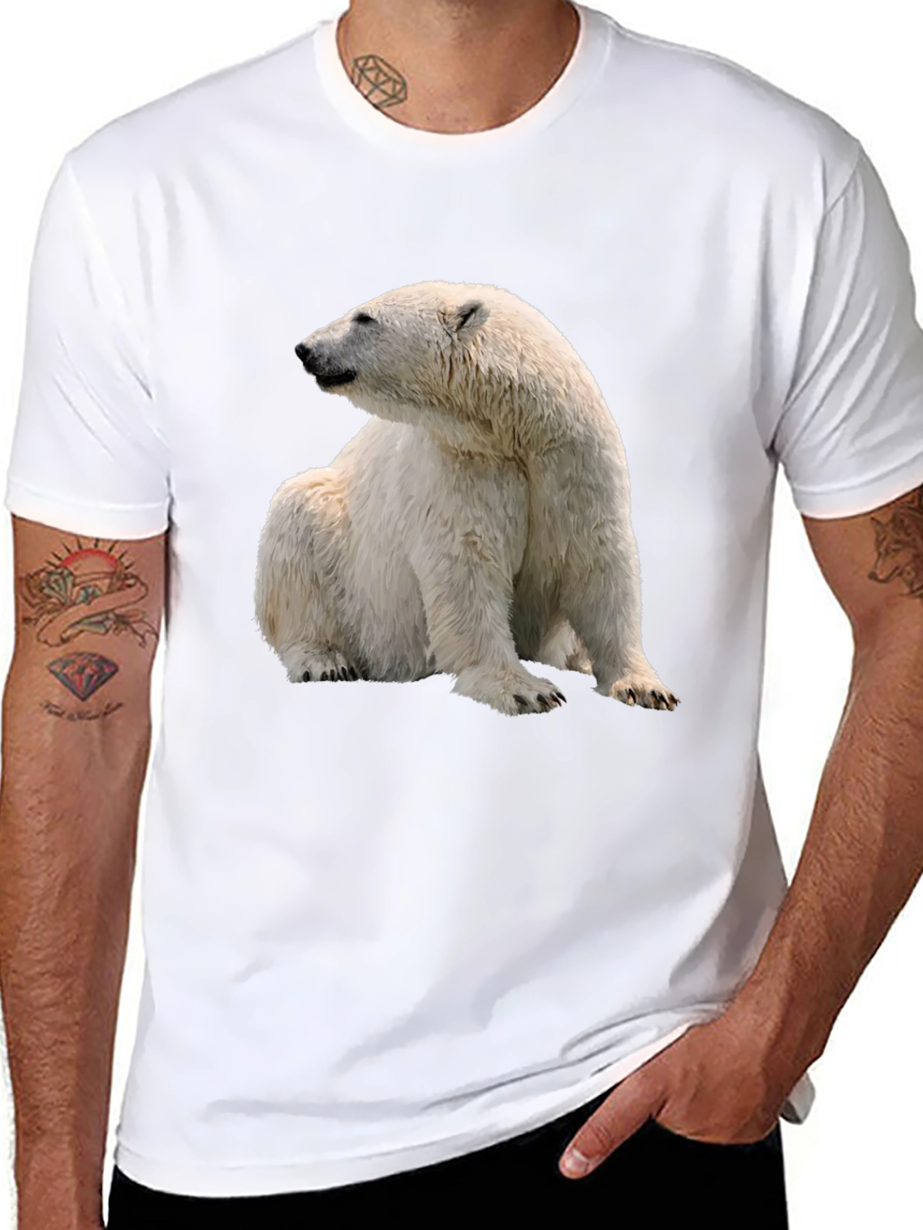 Black Polar Bear Graphic Tee - Black Cotton Blend view 8
