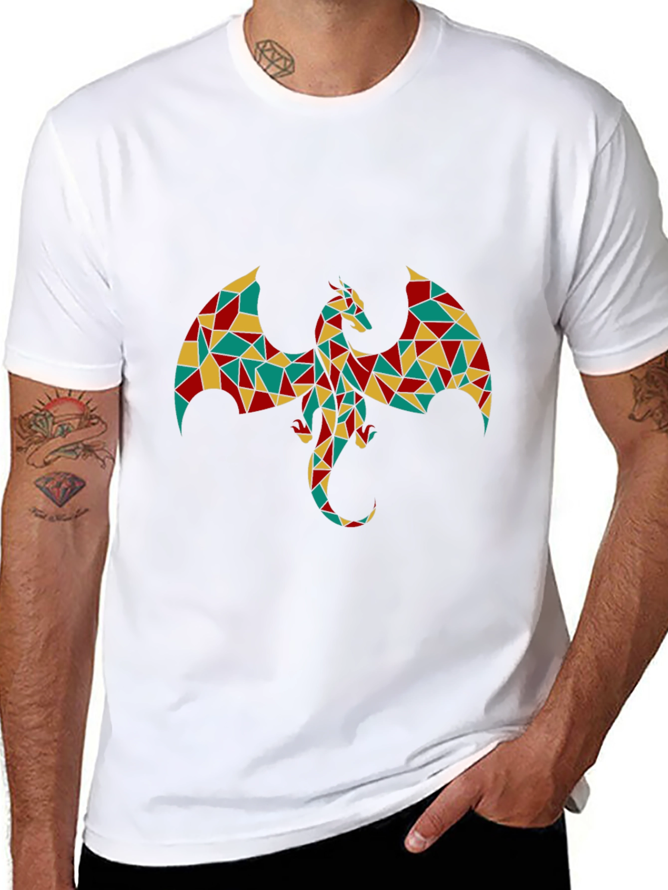 Black Geometric Dragon Graphic T-Shirt - Bold & Unique view 8