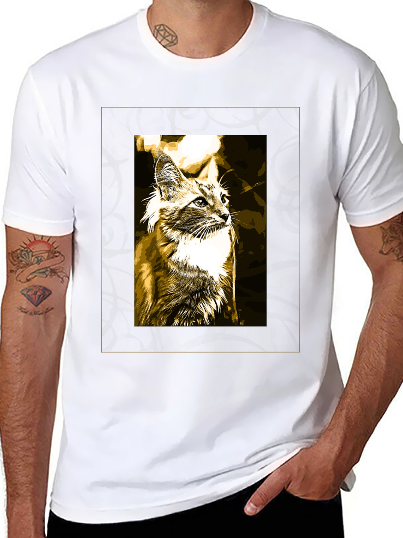 Black Cat Graphic Print Tee - Cool Black T-Shirt view 8