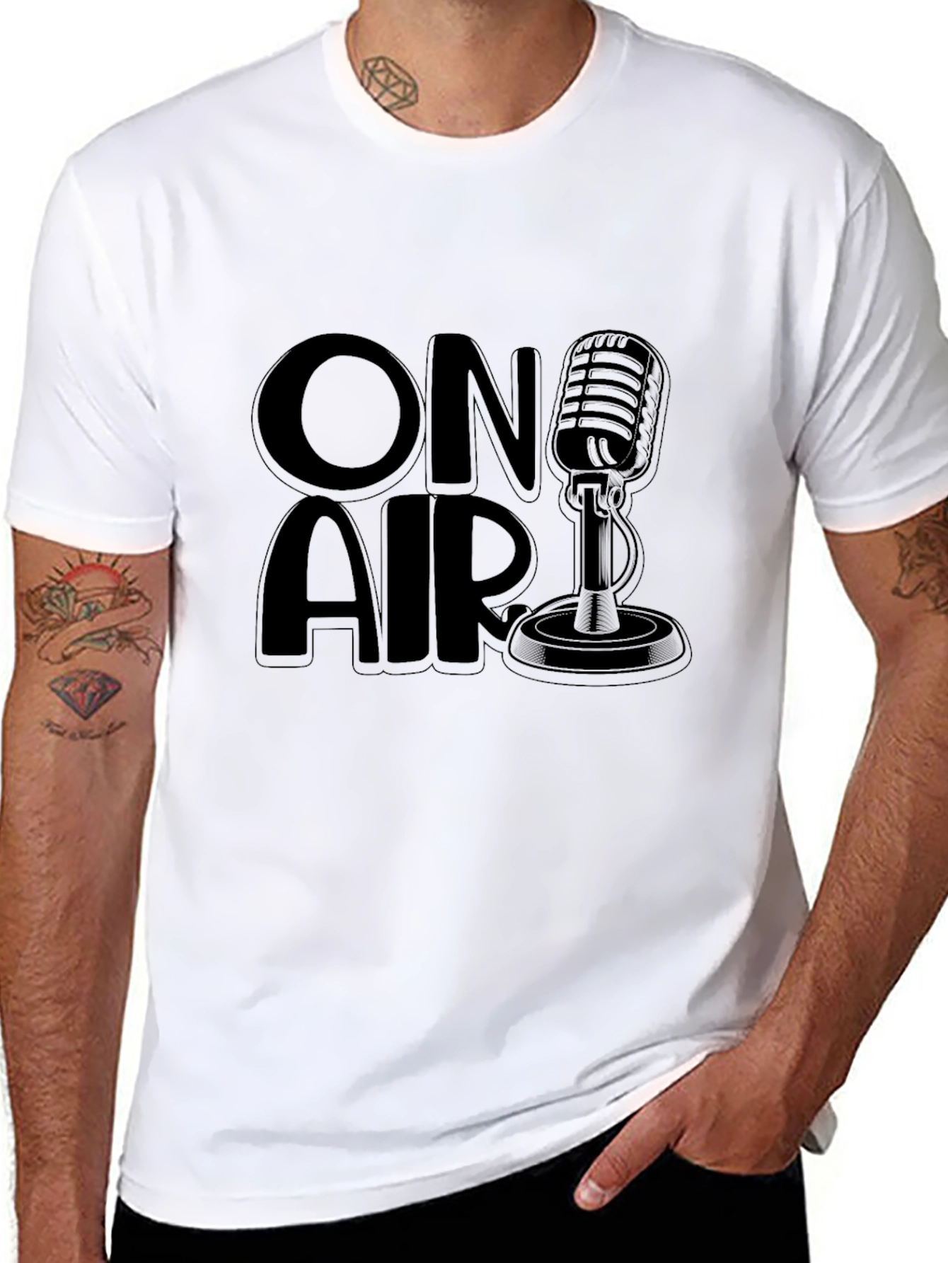 Black On Air Microphone Graphic Tee - Black view 8