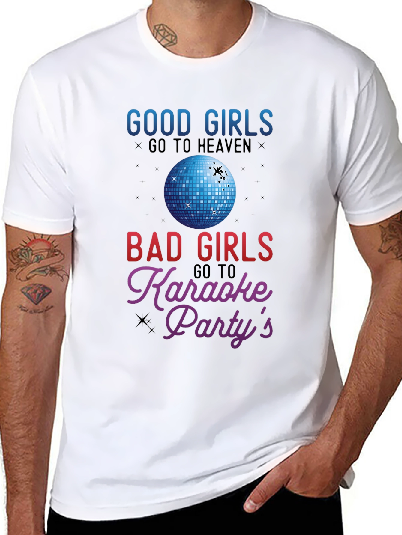 Black Good Girls Heaven Bad Girls Karaoke T-Shirt view 8