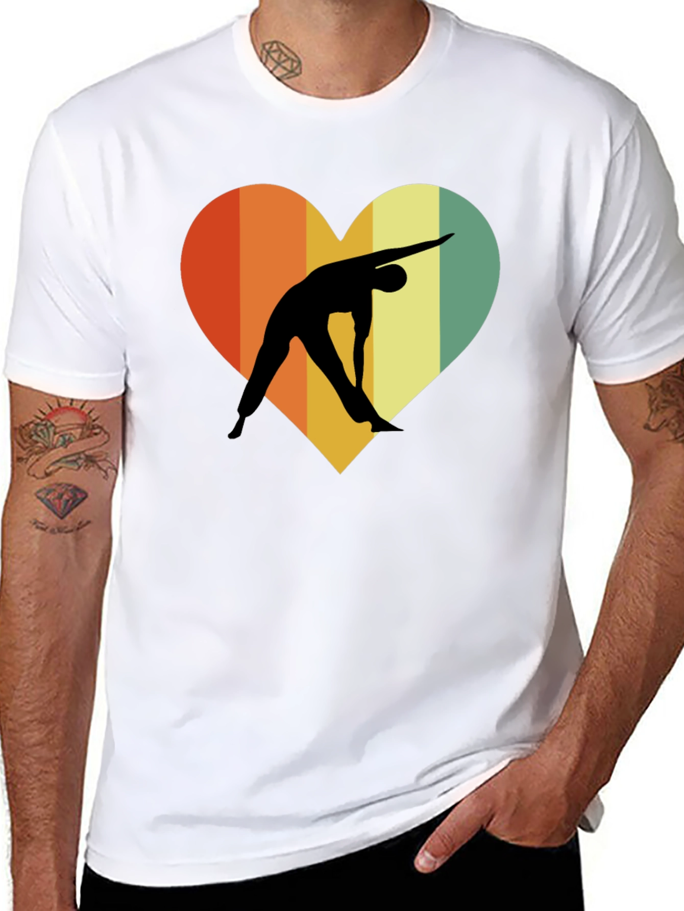 Black Yoga Heart Graphic T-Shirt - Unisex Black Tee view 8