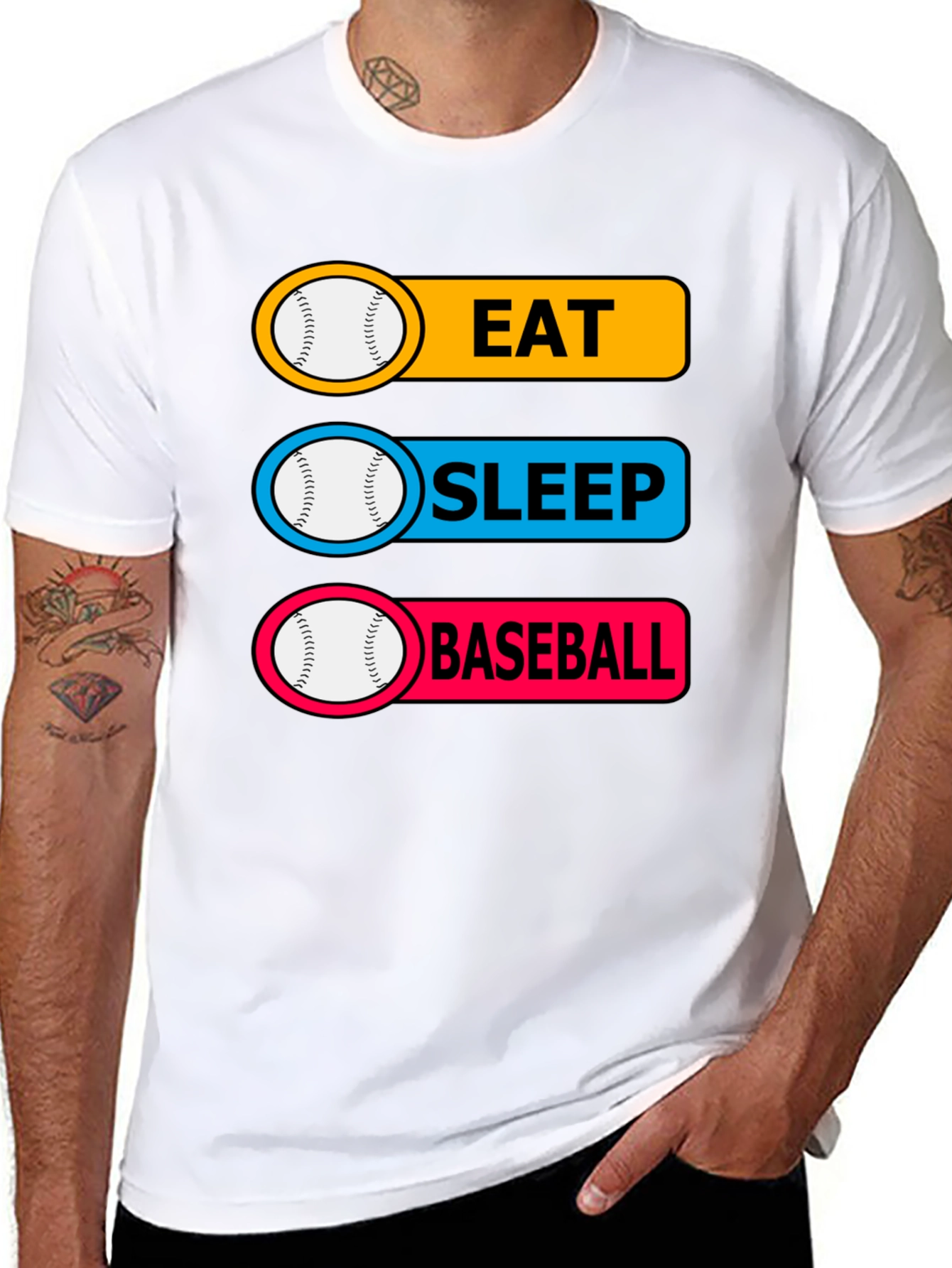 Black Eat Sleep Baseball T-Shirt Funny Sports Tee view 8