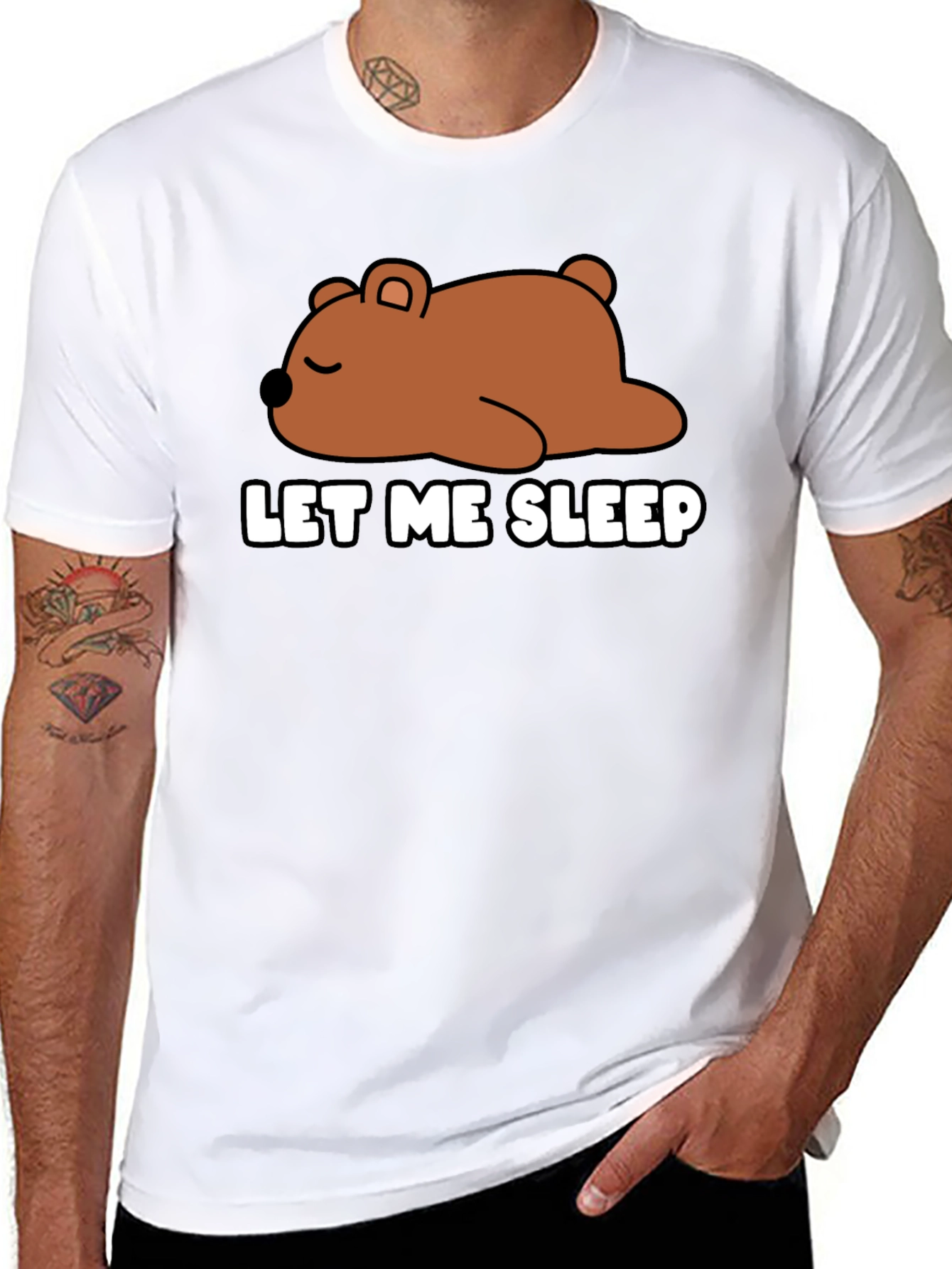 Black Let Me Sleep Bear Graphic T-Shirt - Unisex view 8