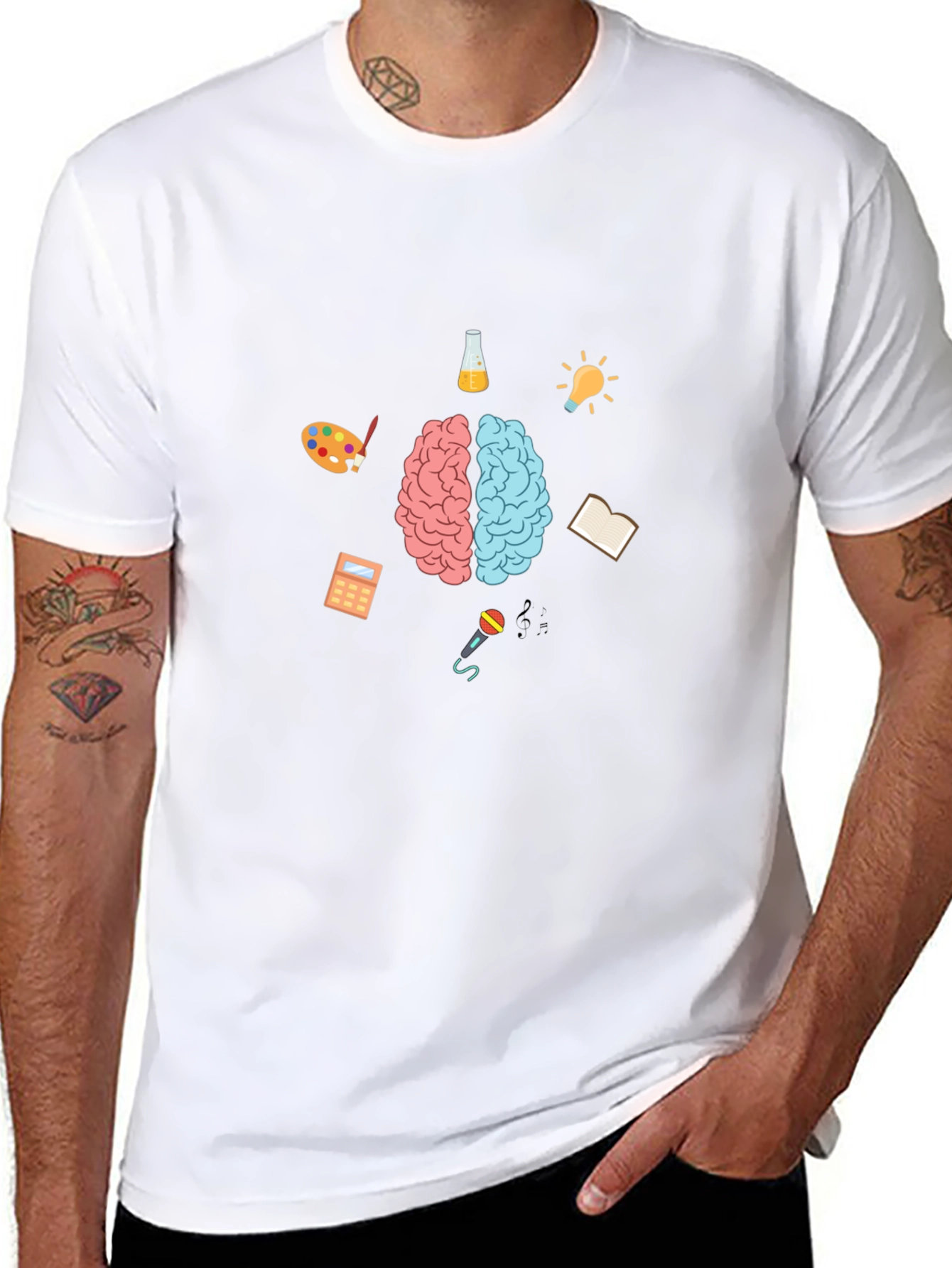 Black Creative Brain T-Shirt - Black Cotton Tee for Thinkers view 8