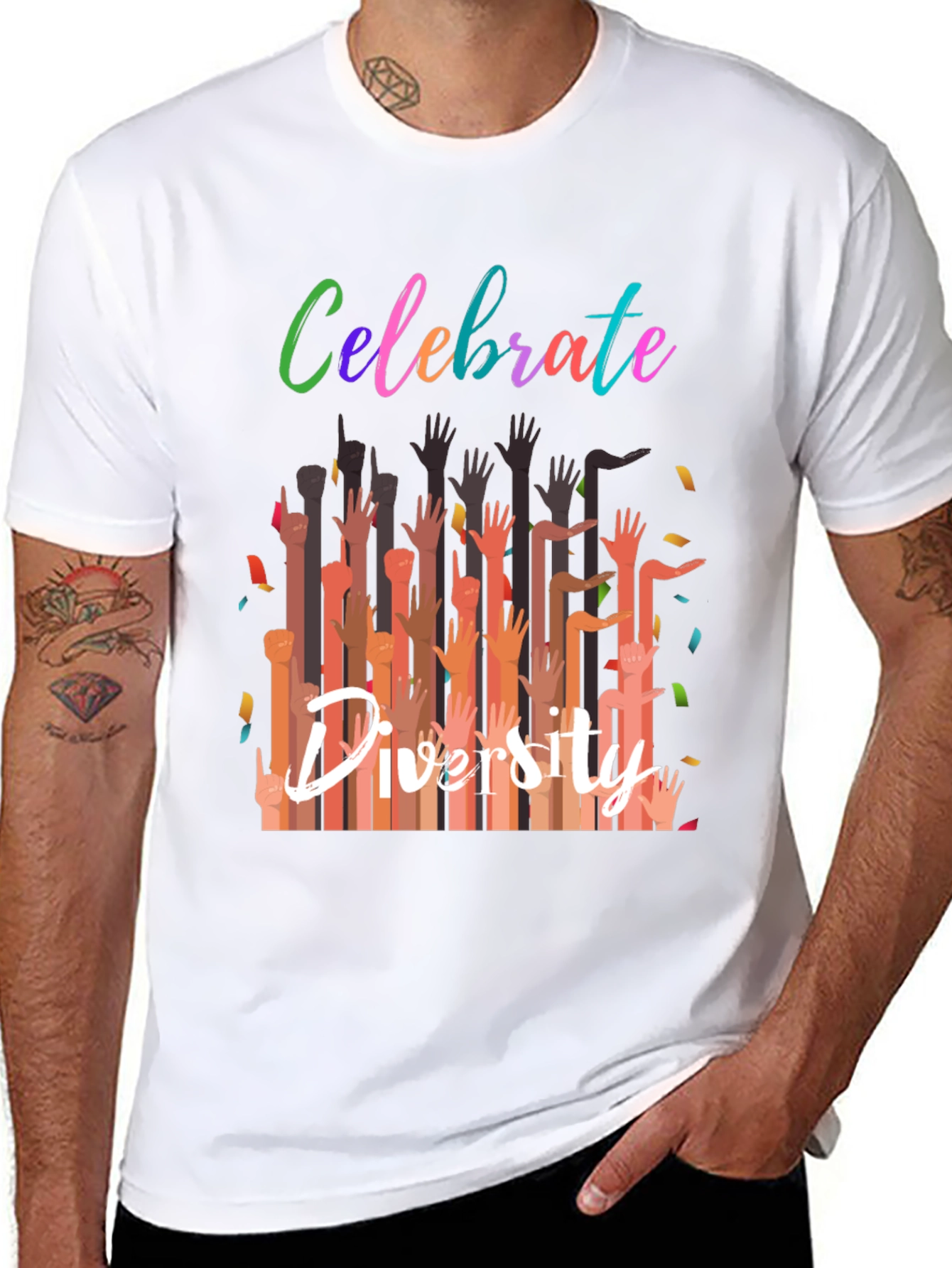 Black Celebrate Diversity Graphic Tee - Black Unisex T-Shirt view 8