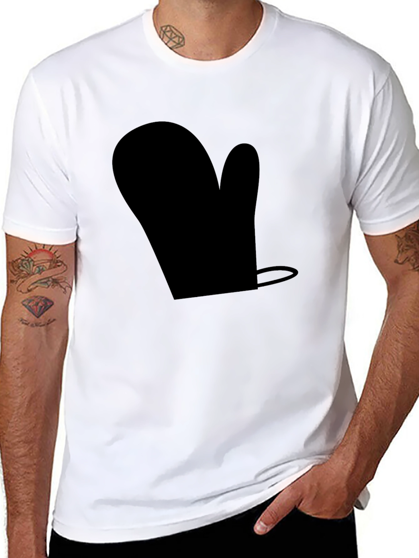 Black Novelty Black Oven Mitt T-Shirt - Quirky Casual Wear view 8