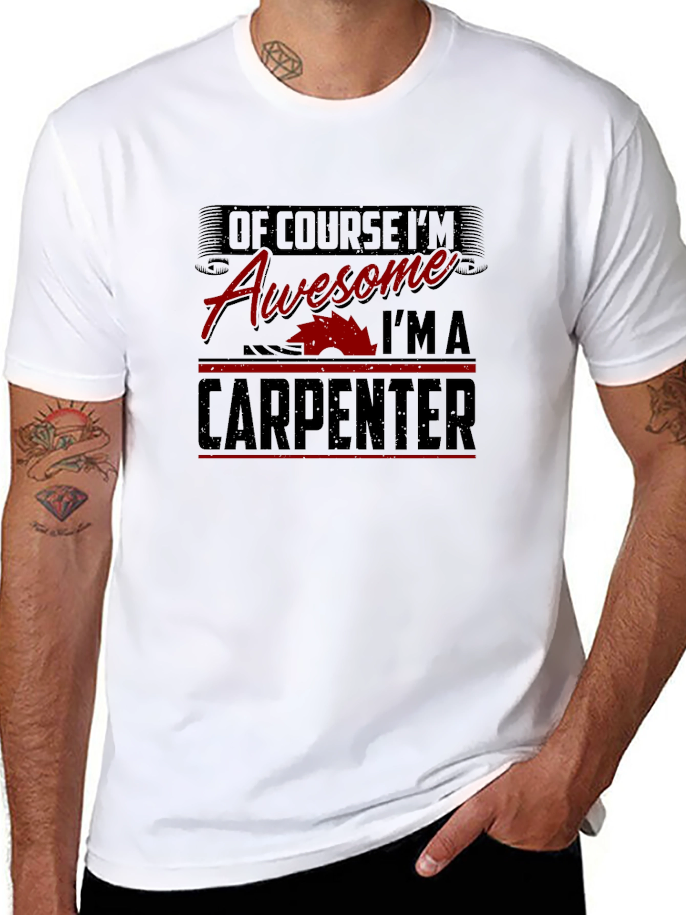 Black Awesome Carpenter Black Graphic T-Shirt view 8