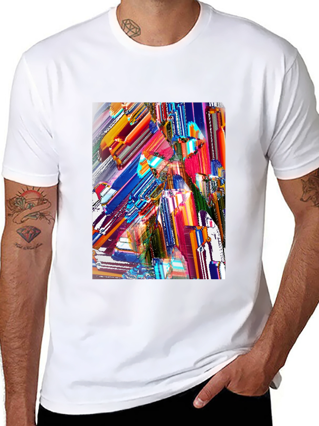 Black Abstract Art Graphic Print Black T-Shirt view 8