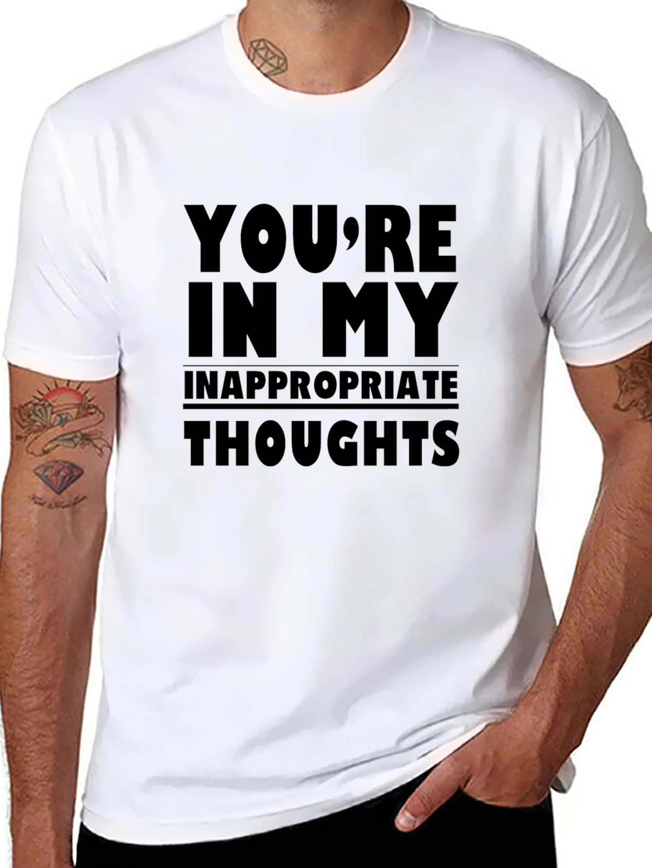 Black Inappropriate Thoughts Graphic Tee - Black view 8