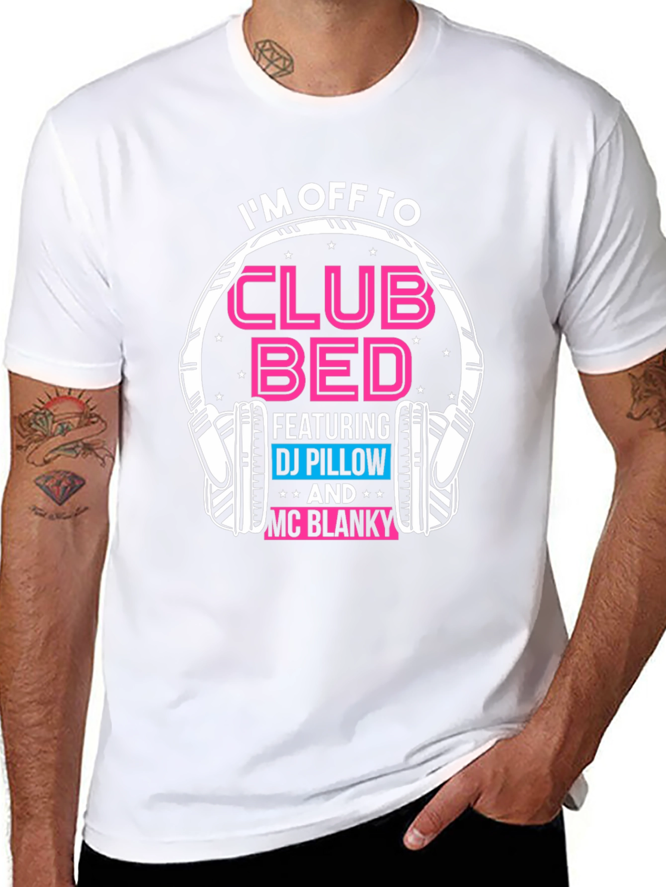 Black Club Bed T-Shirt: DJ Pillow & MC Blanky Graphic Tee view 8