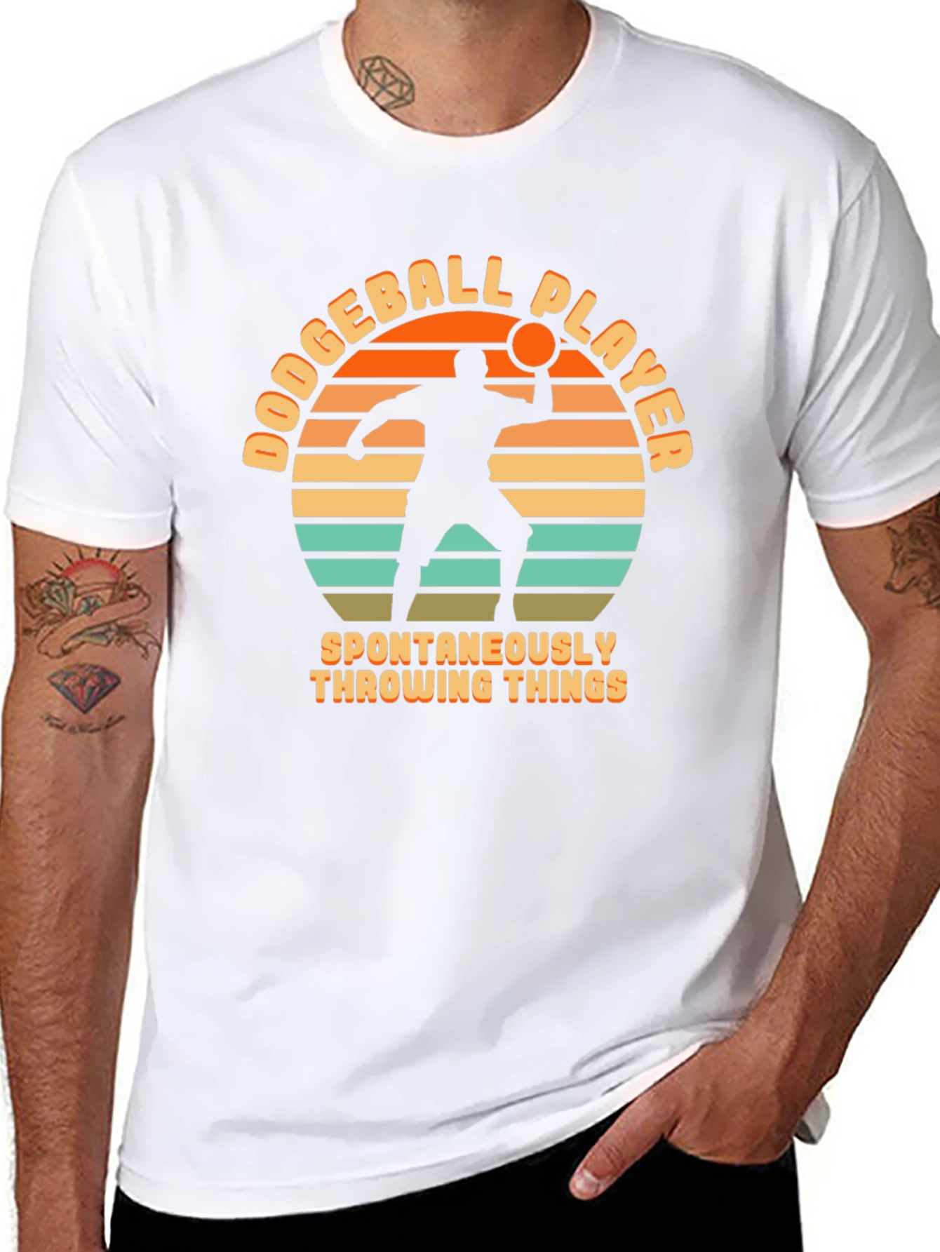Black Dodgeball Player Throwing Things T-Shirt view 8
