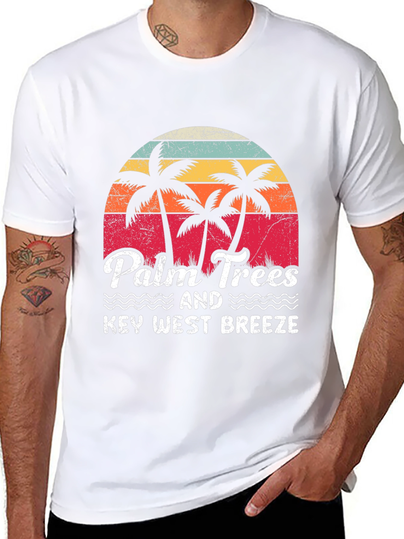 Black Palm Trees & Key West Breeze Graphic Tee view 8