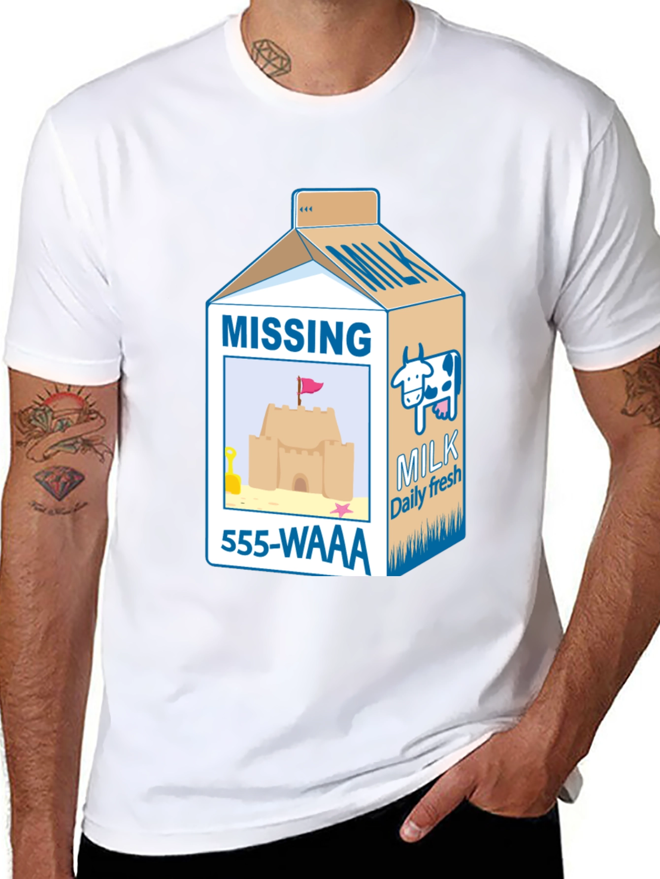 Black Funny Missing Milk Carton T-Shirt view 8